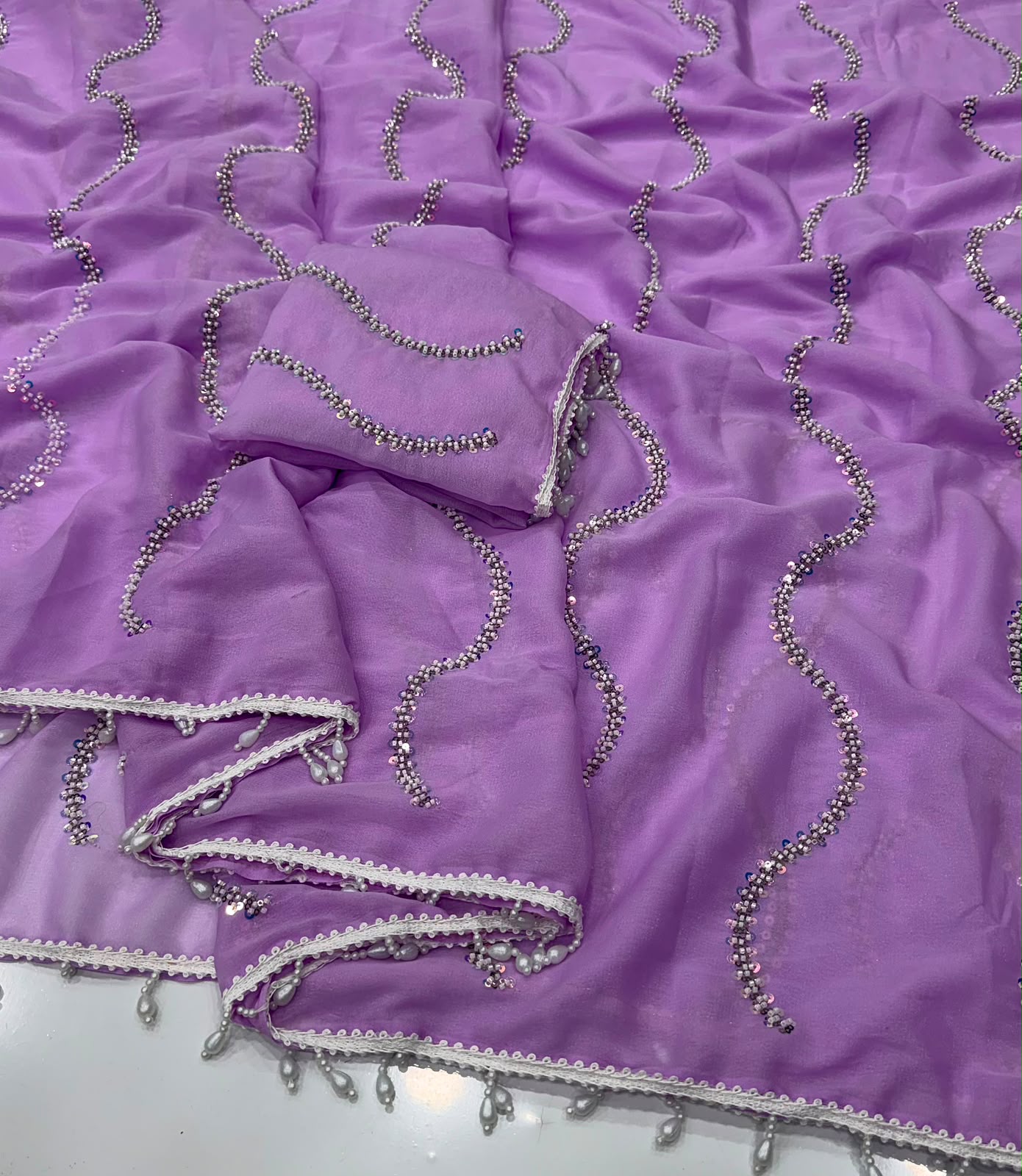 Georgette maggam work sarees