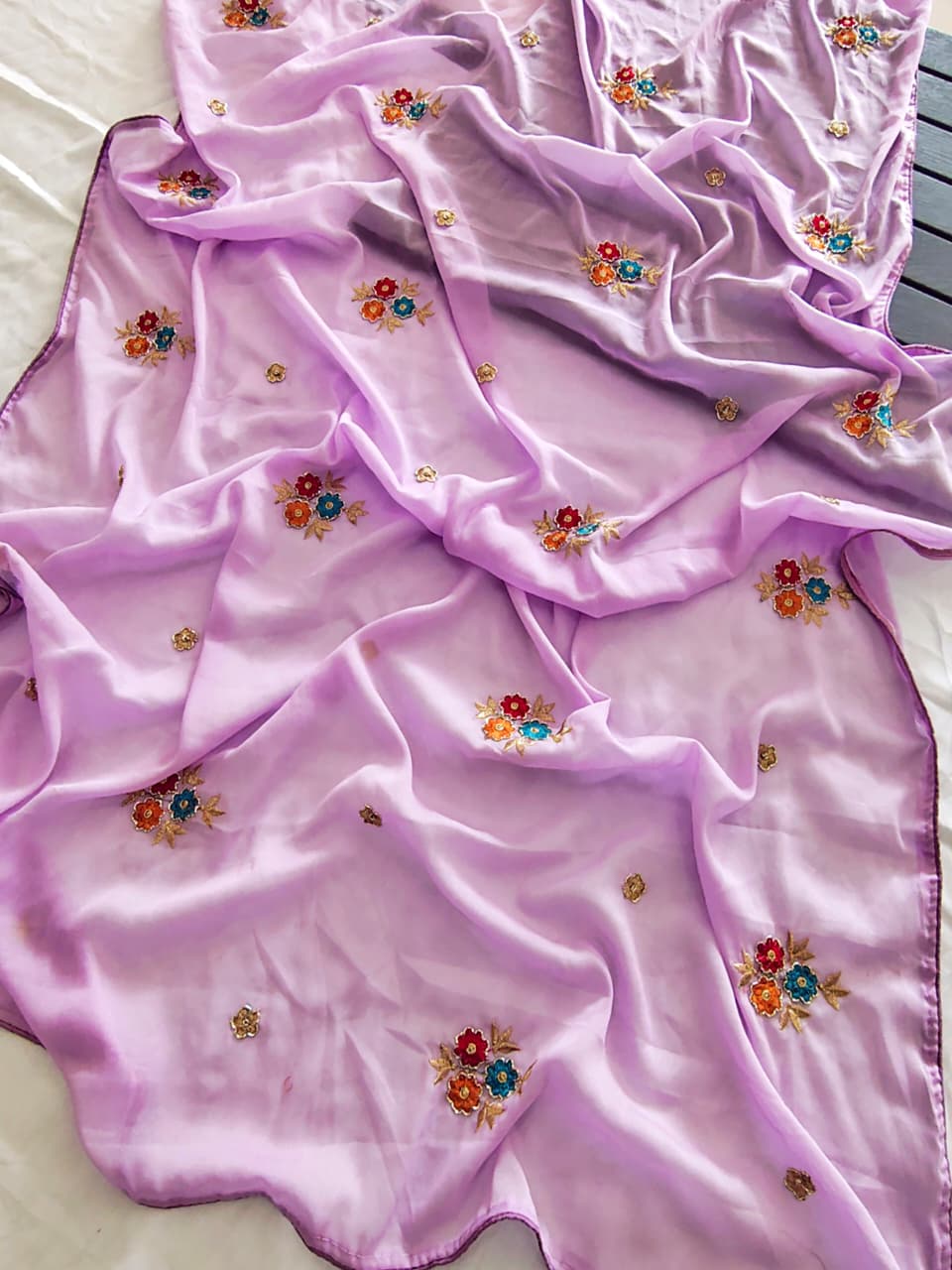 Star Georgette Sarees with Embroidery Khatli Work
