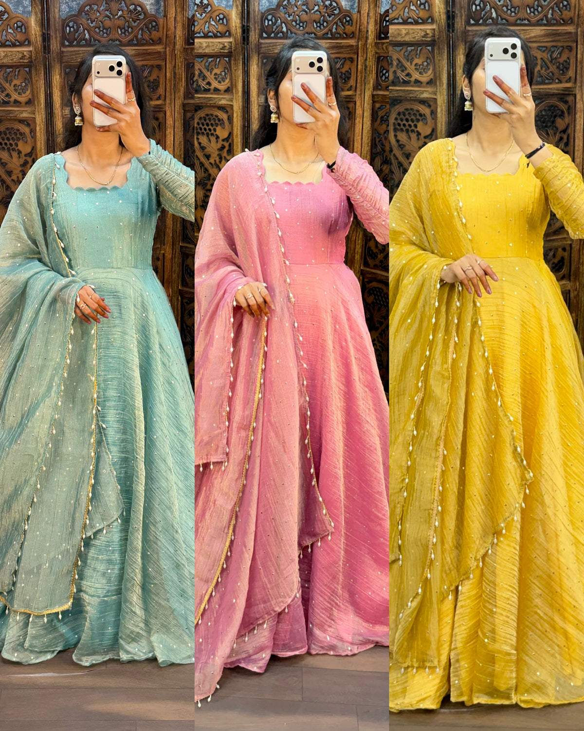 Premium South Salsa Silk Gown with Dupatta