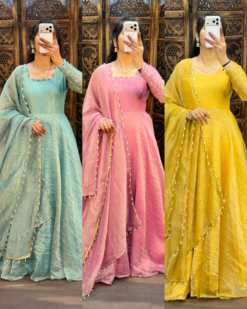 Premium South Salsa Silk Gown with Dupatta