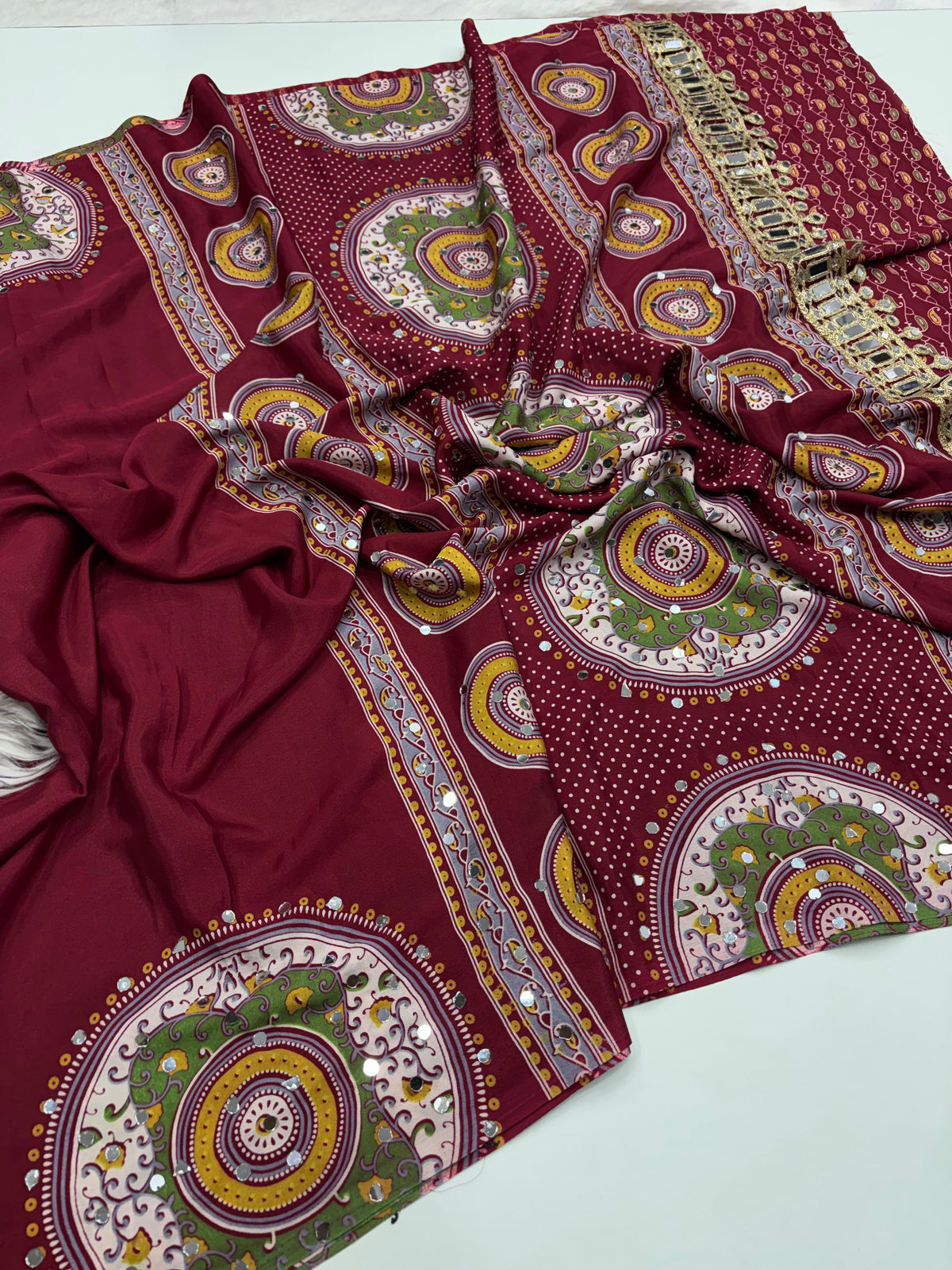 Pure Ajrakh Sartin Viscouse Silk Sarees