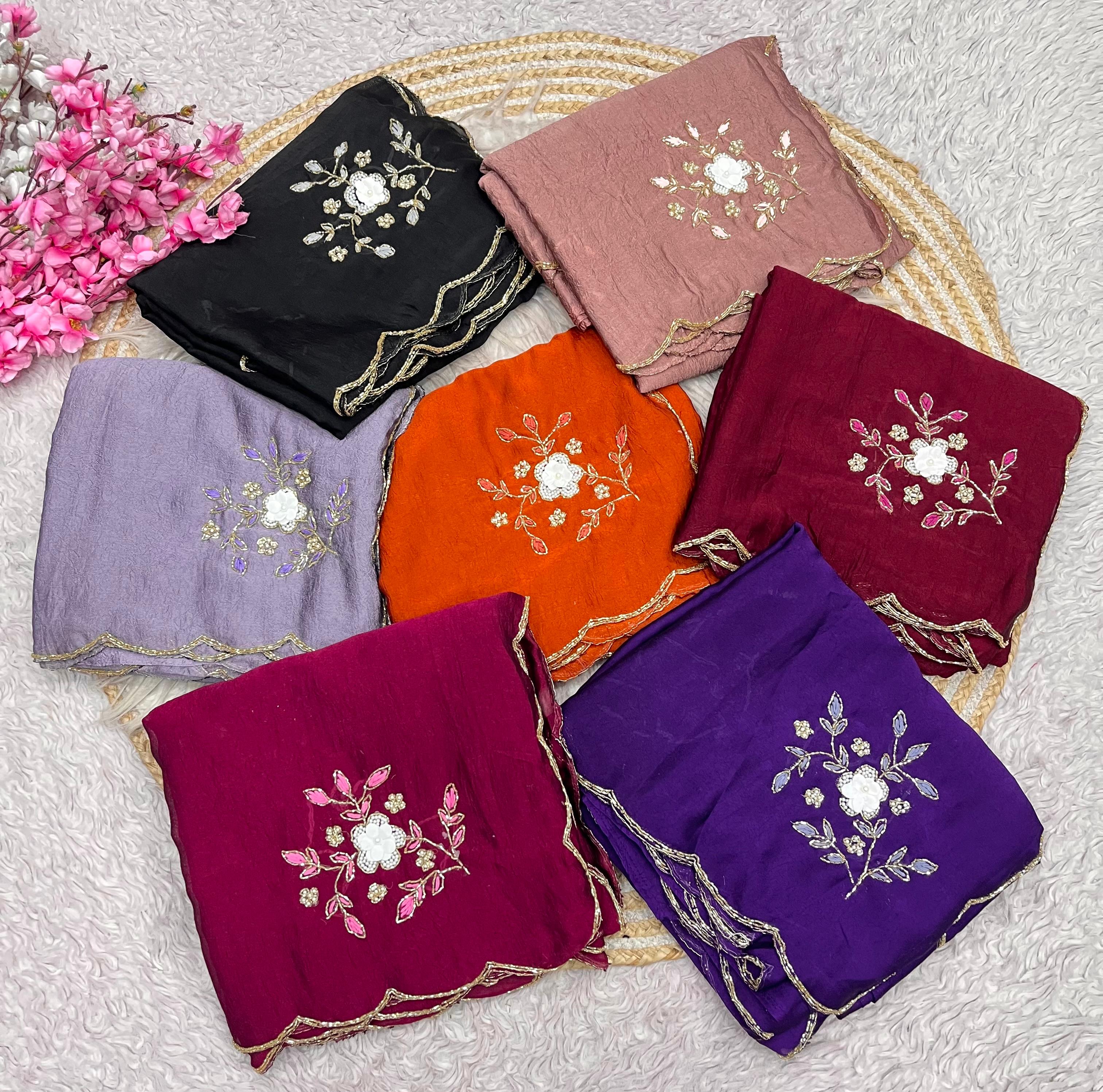Sort Rangoli Crush Sarees with Beautiful Handwork