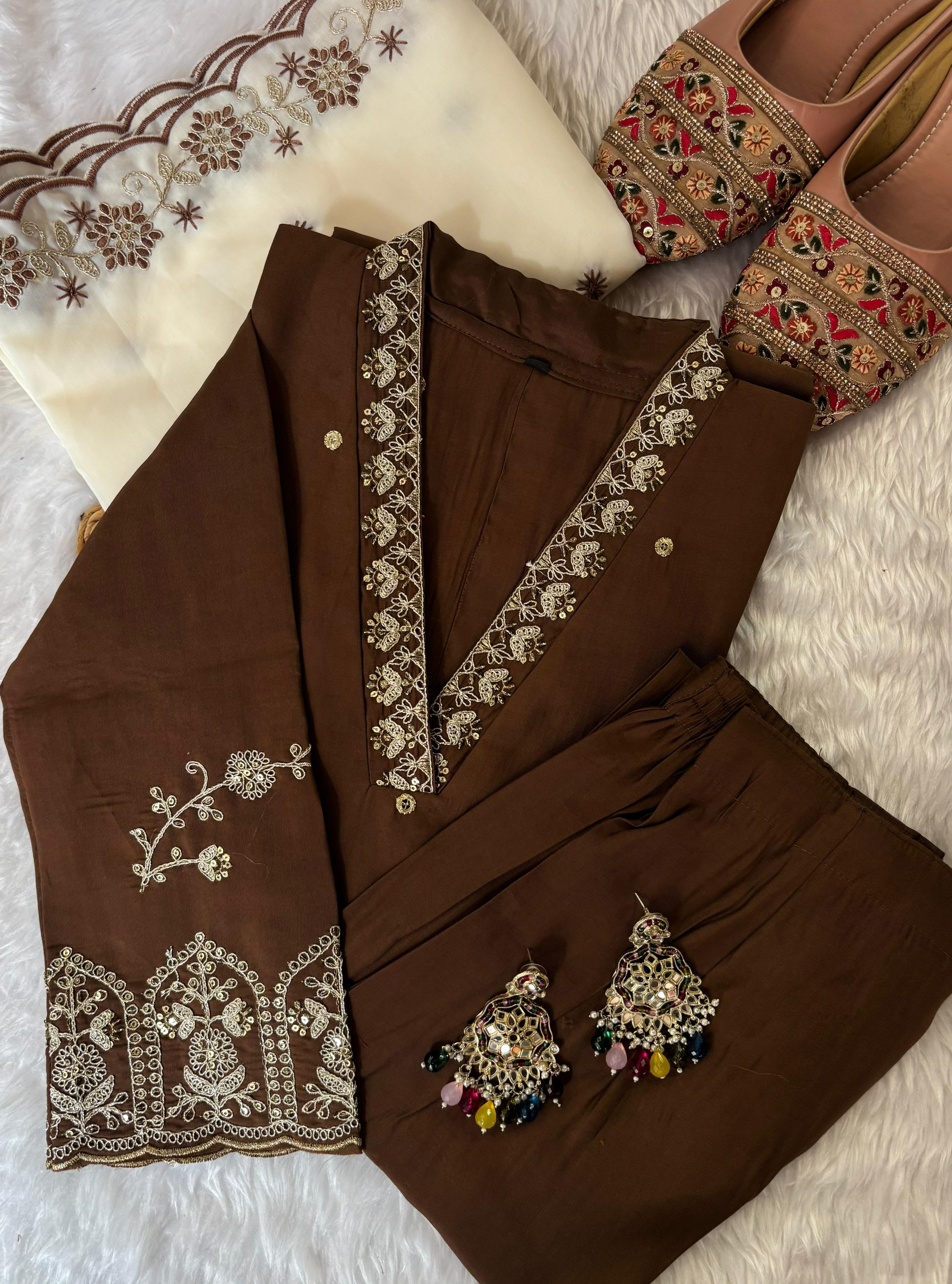 Partywear 3 piece kurti set