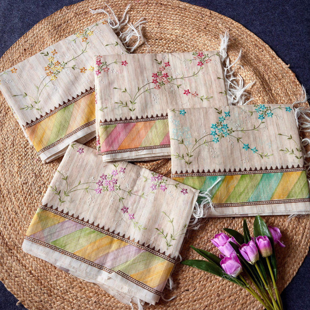 Soft Tusser Bamboo Silk Sarees