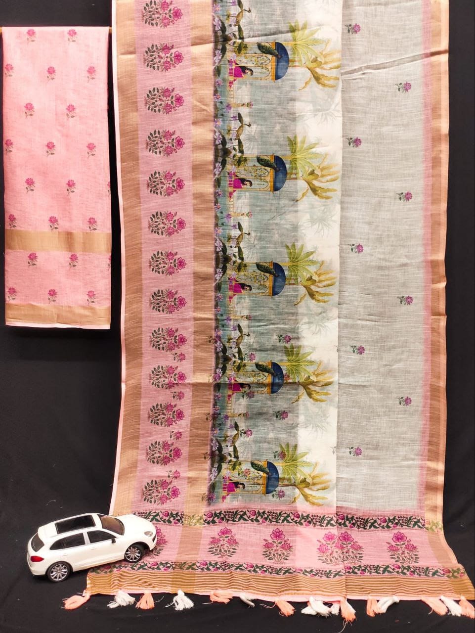 Linen saree with Digital Print
