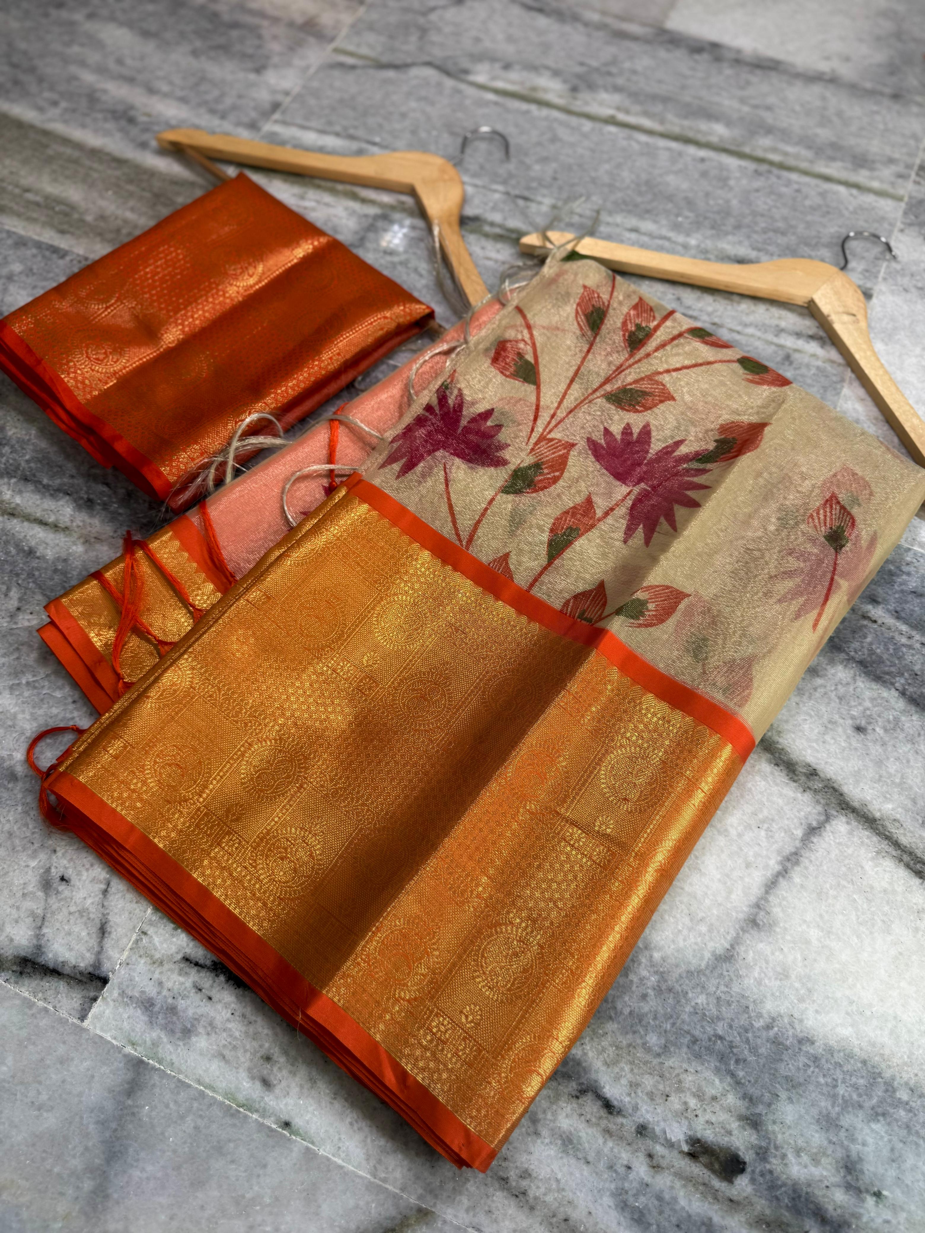 Banarasi Tissue Silk Saree with Kanchi Border