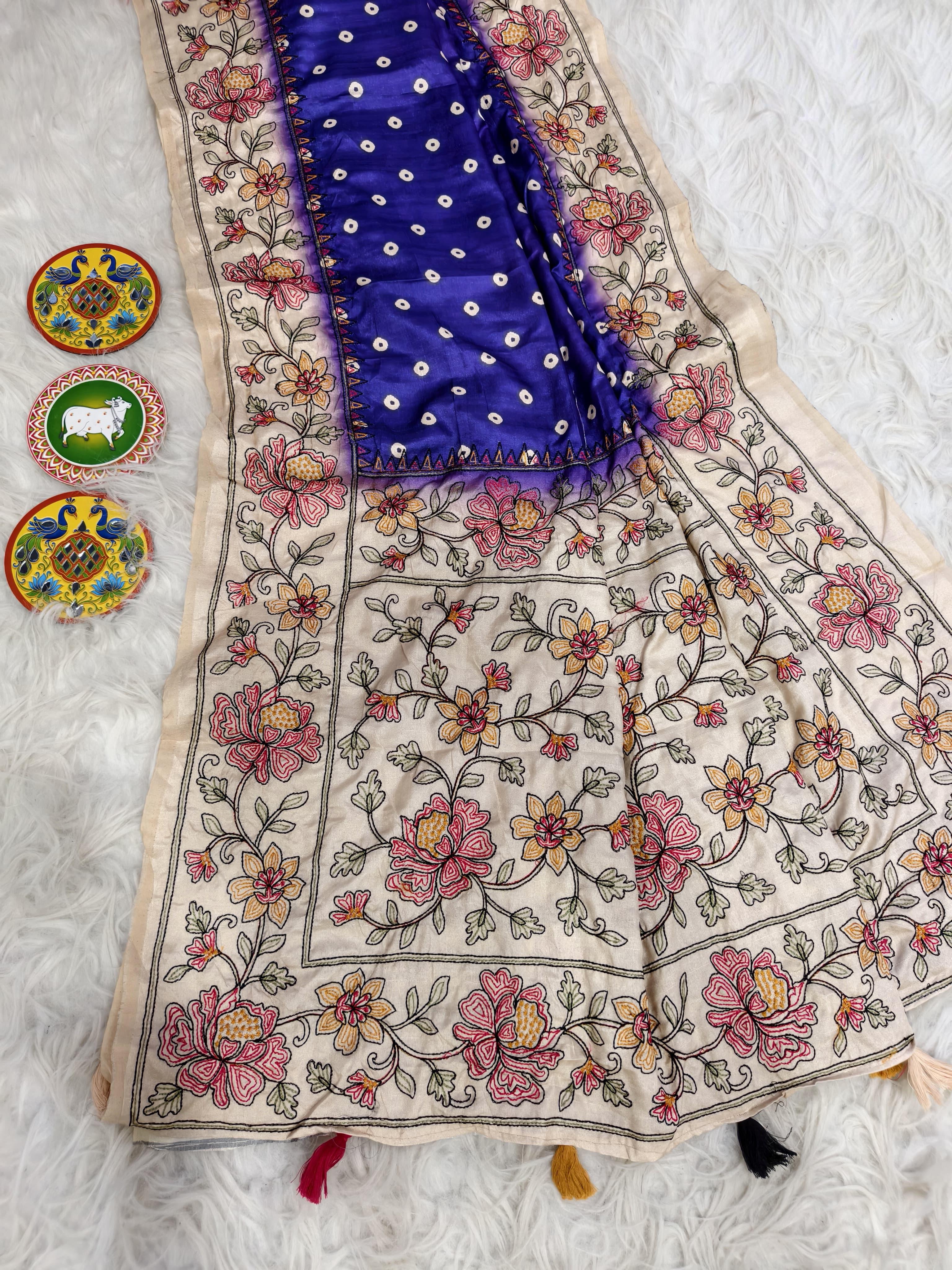 Pure tussar Bandhini saree