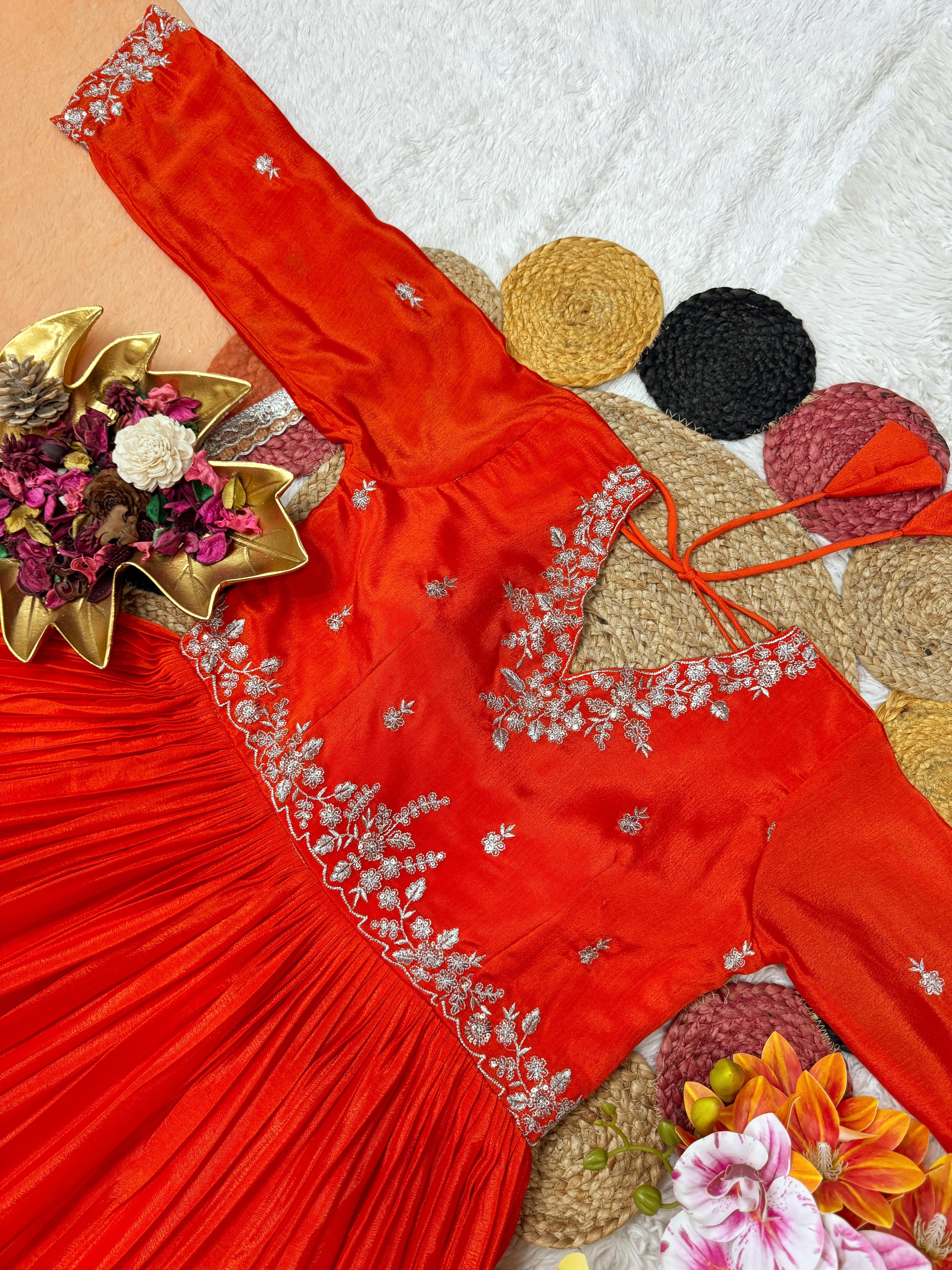 Beautiful Soft Chinon Gown with Premium Work