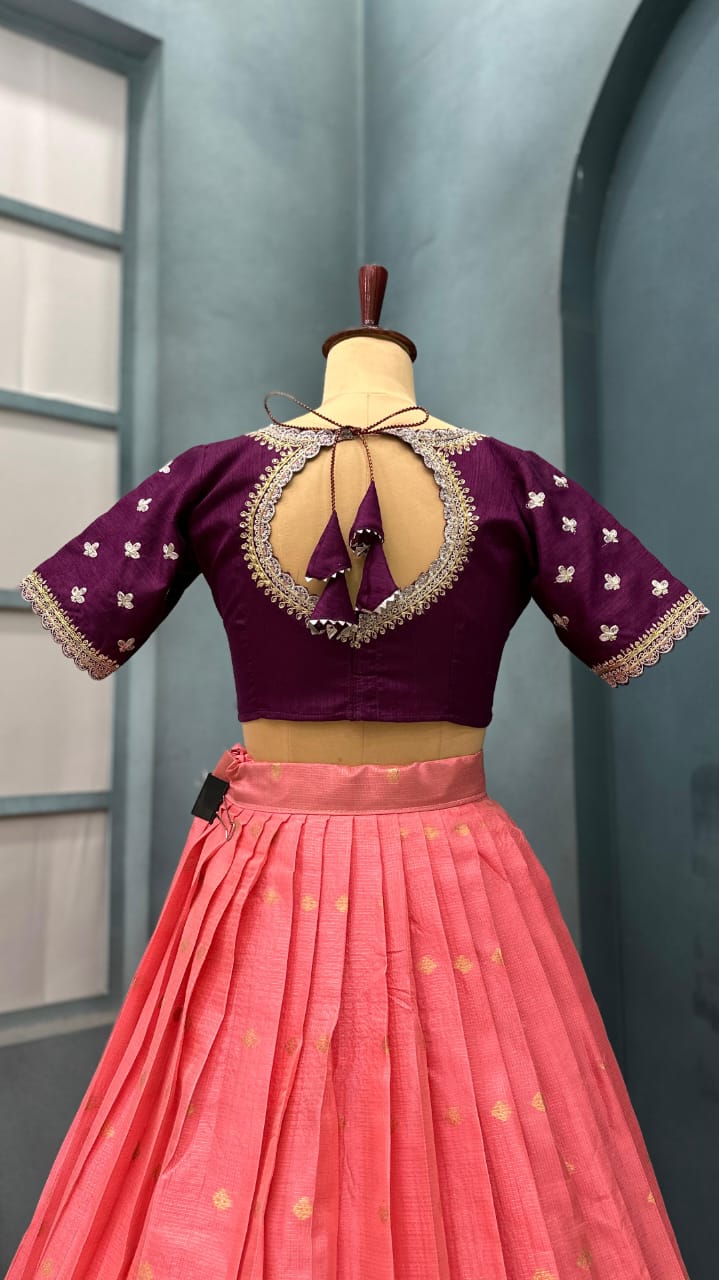 Luxurious Kota Checks with Rich Paithani Border Lehanga