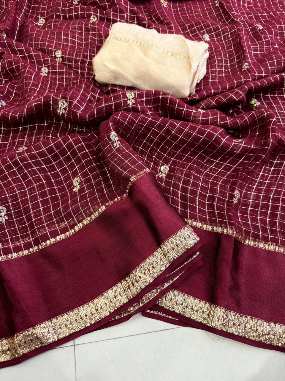 Viscose Georgette Full Sequence Work Sarees