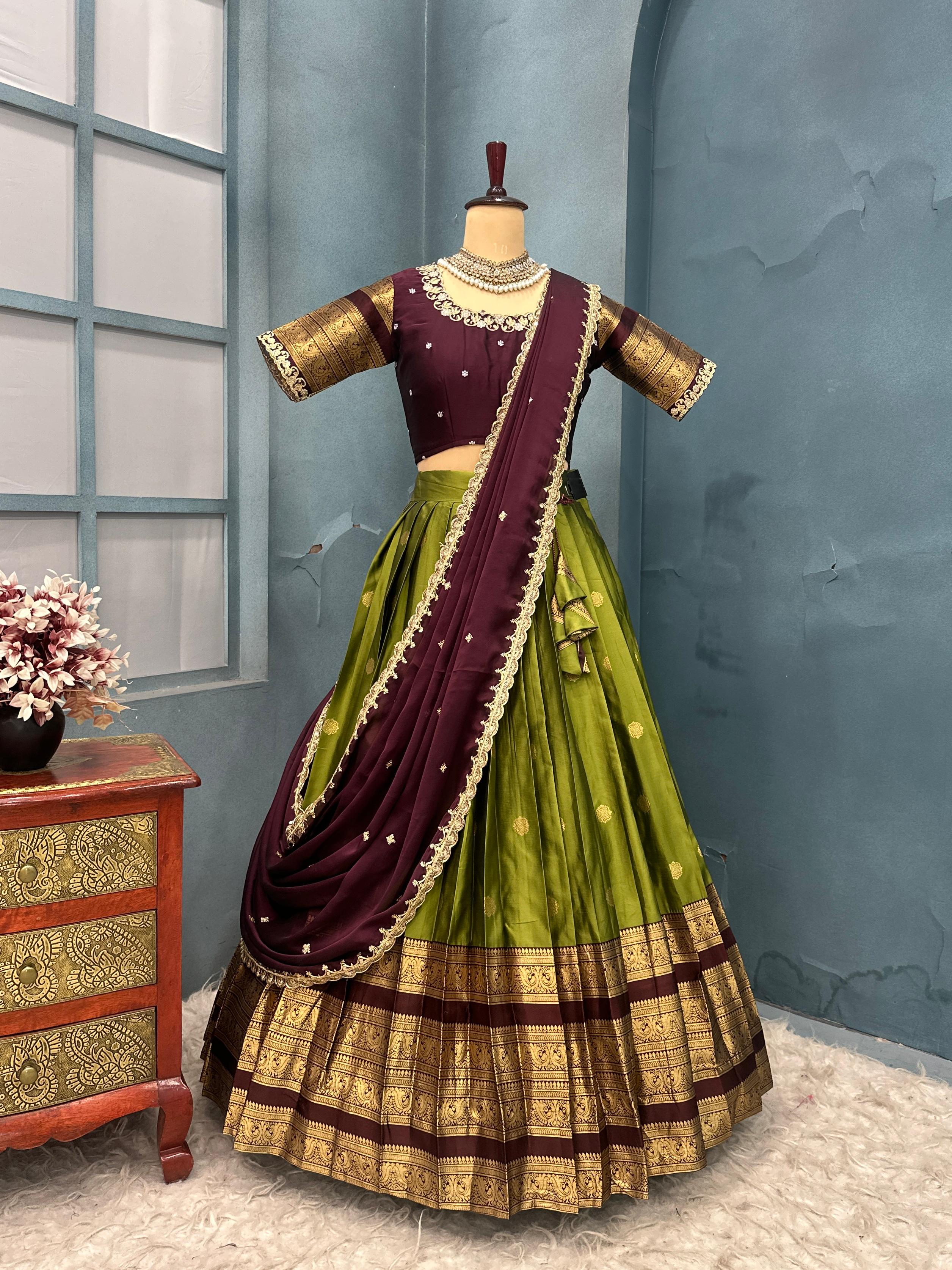 Full stiched Kanjivaram silk with big jaquerd Border