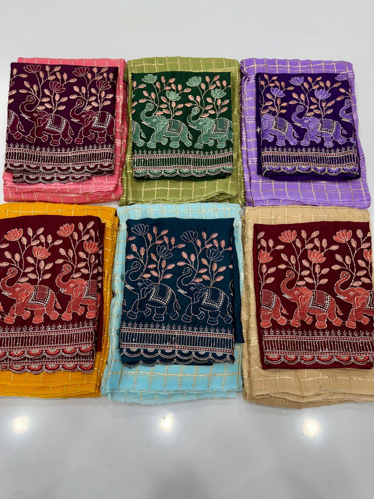 Viscose Georgette Saree With Multi Bits Work Blouse