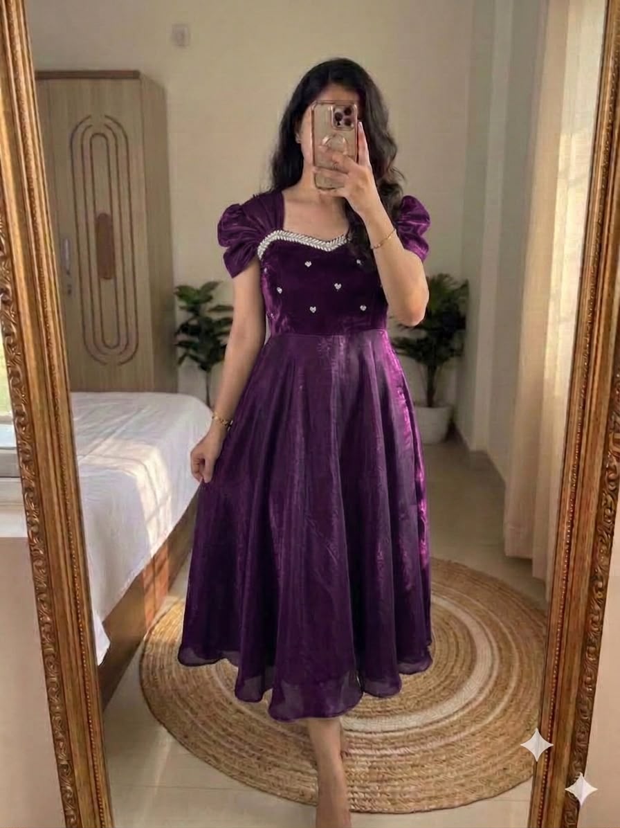 Premium Space Silk Handwork Maxi Gown
