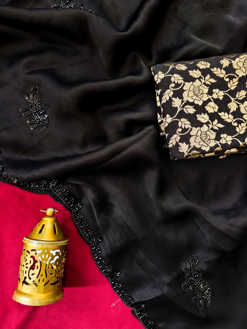 Cocktail Sarees with Cutdana Work