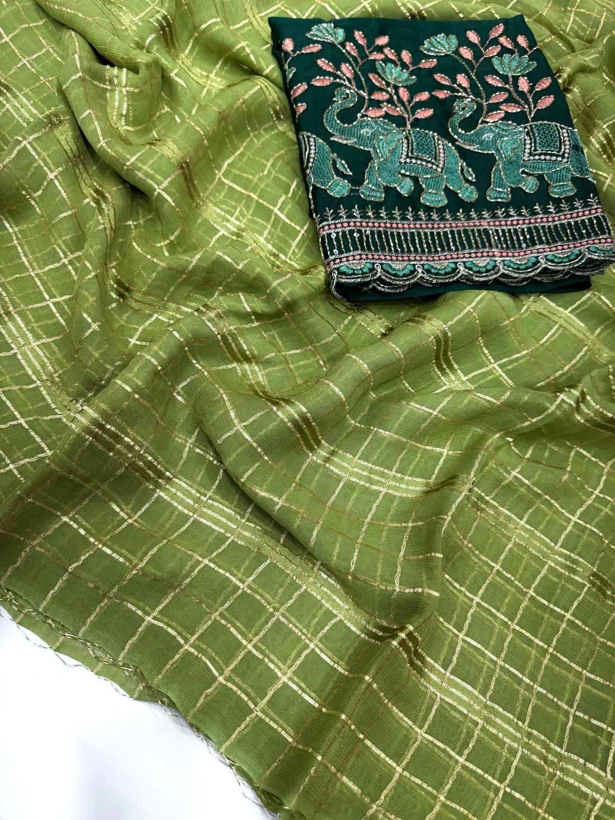 Viscose Georgette Saree With Multi Bits Work Blouse