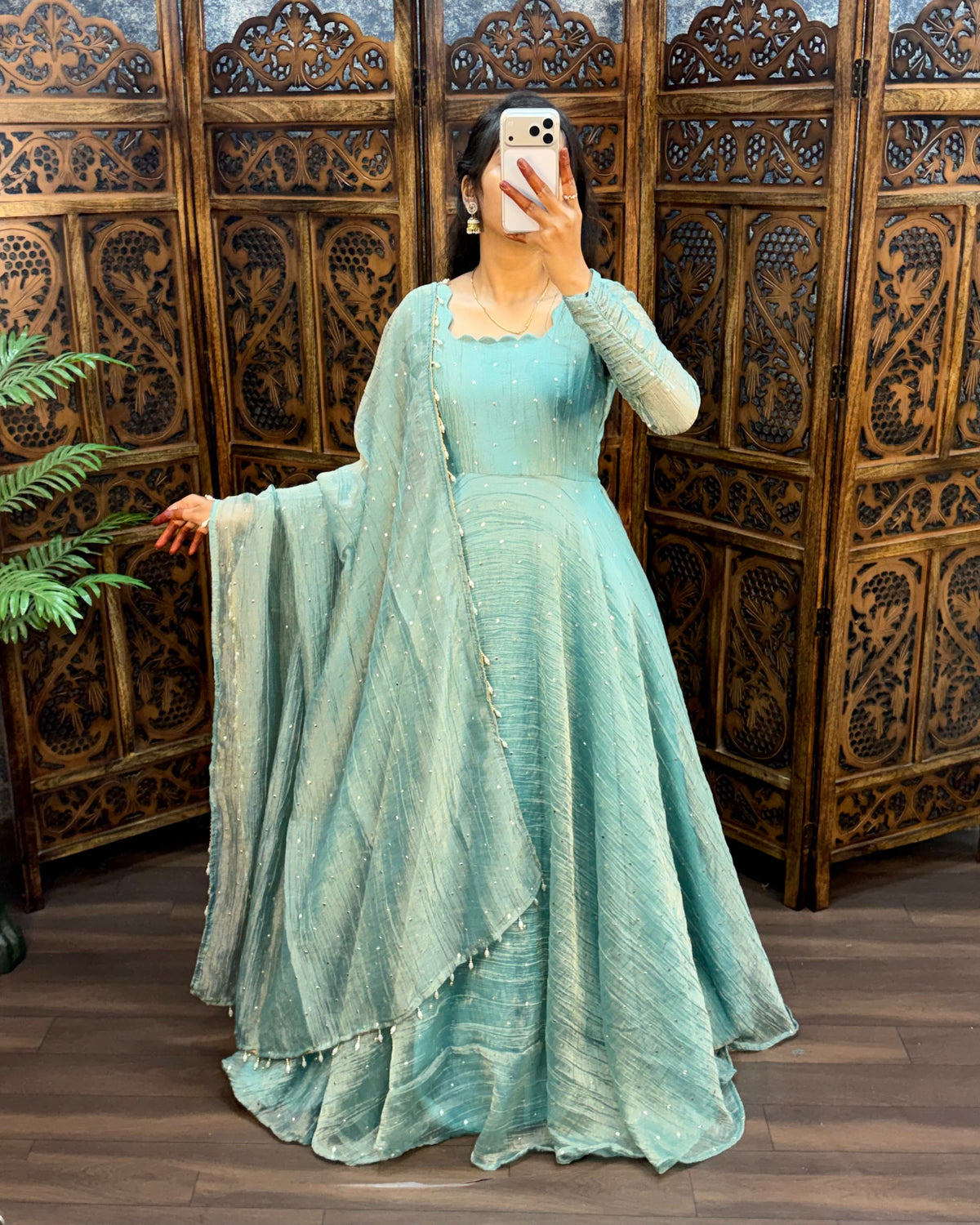 Premium South Salsa Silk Gown with Dupatta