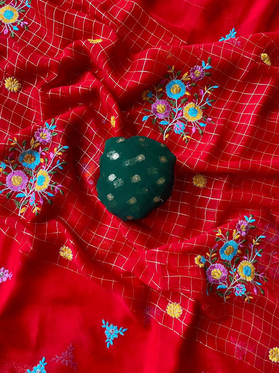 Pure Georgette Sarees with Beautiful Gamthi Work