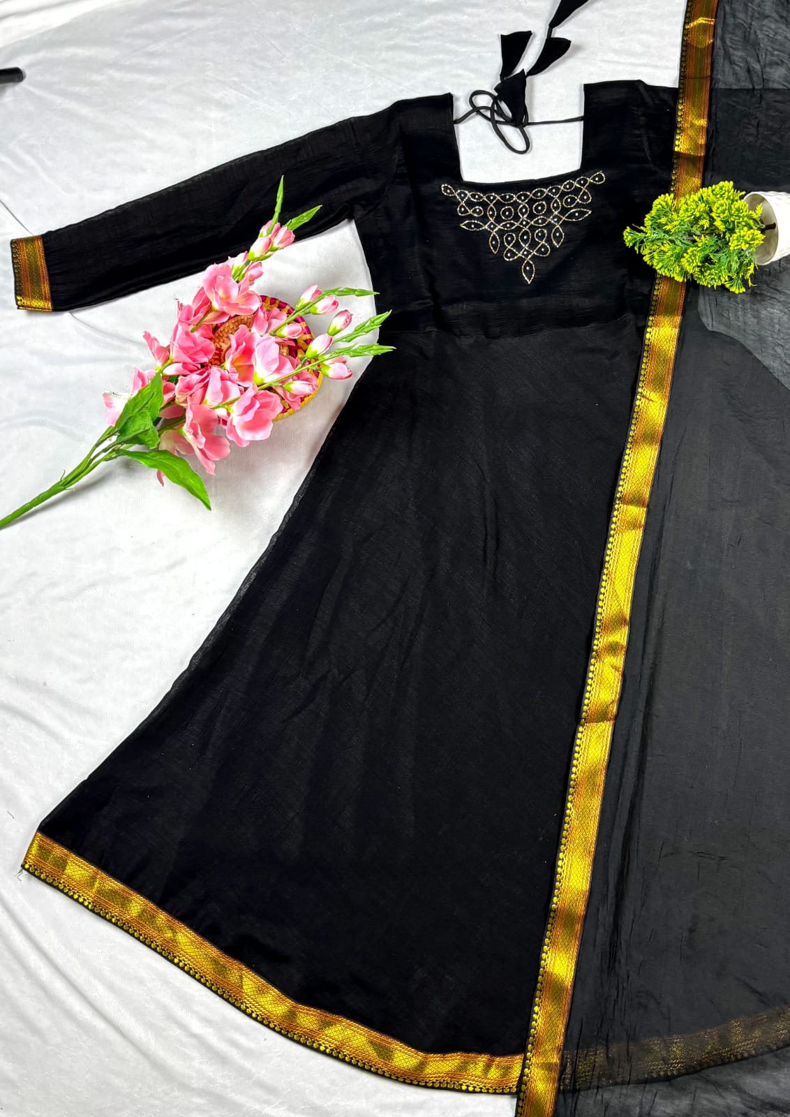 Soft Vichitra Silk Gowns from Small to 3XL