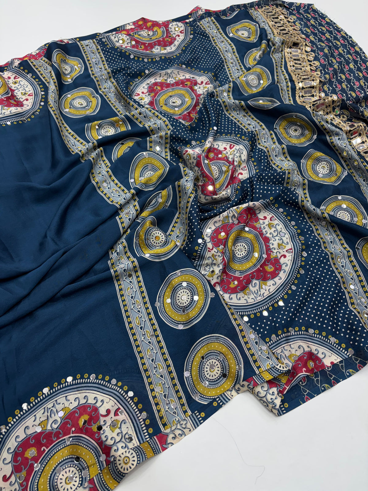 Pure Ajrakh Sartin Viscouse Silk Sarees