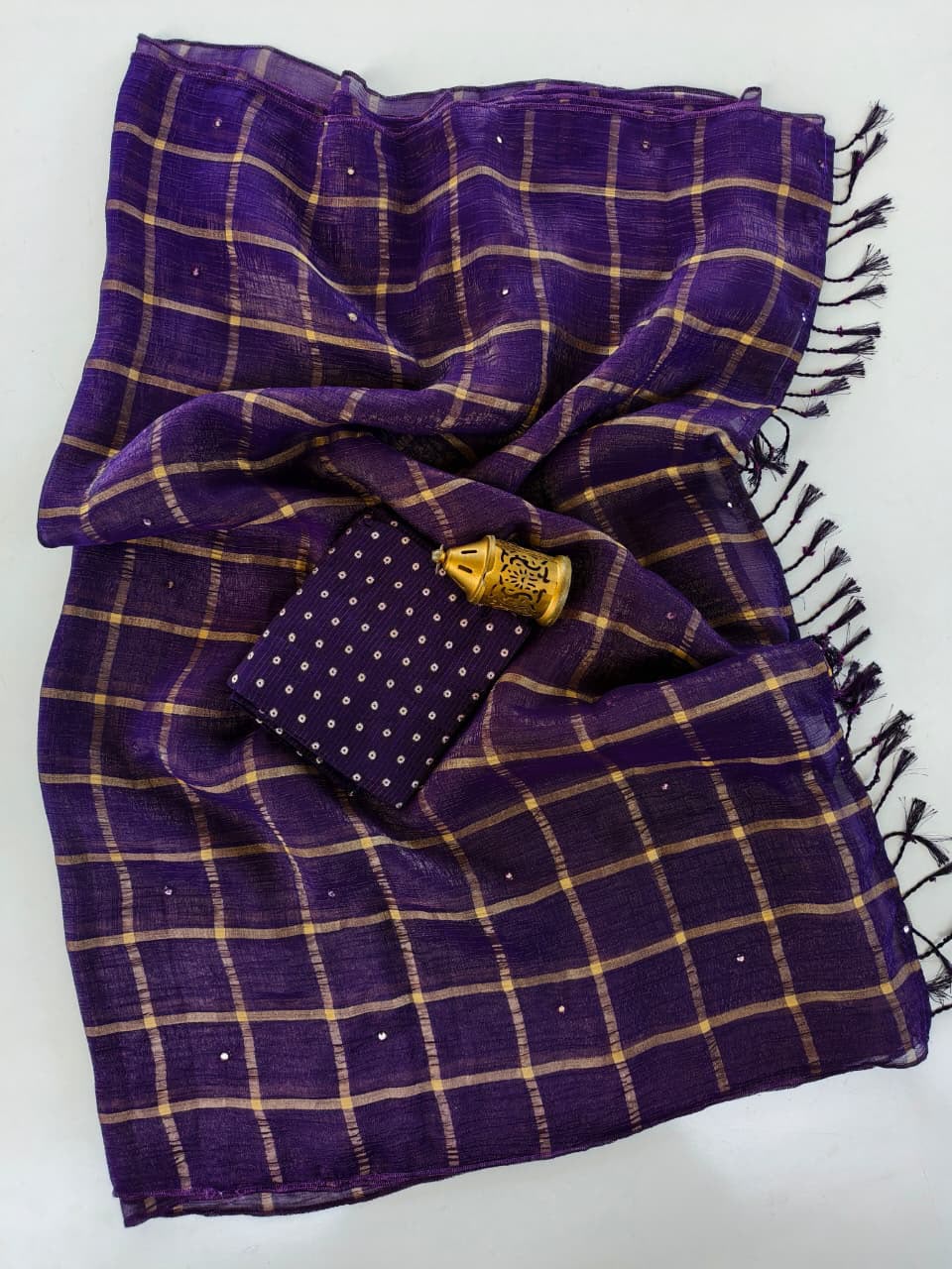 Pure chiffon chex saree