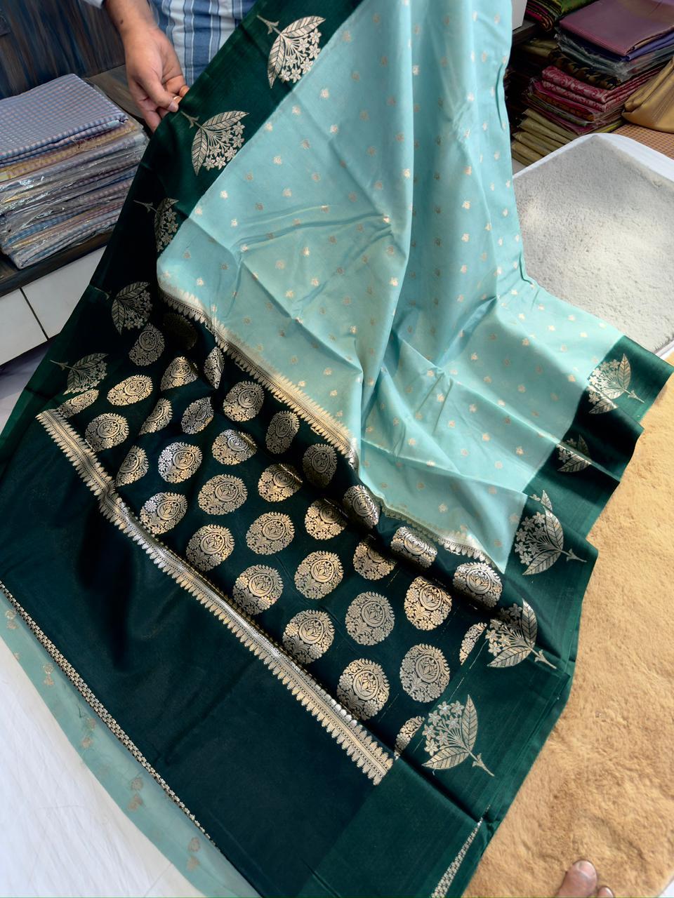 Banarasi Green Mango Silk Saree