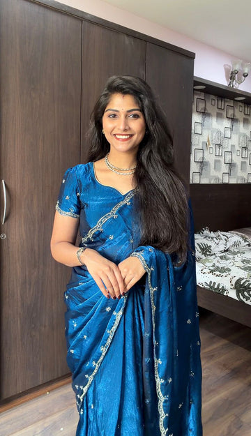 20+ Colors in Celebs Favorite Space Silk Fandy Satin Silk Sarees