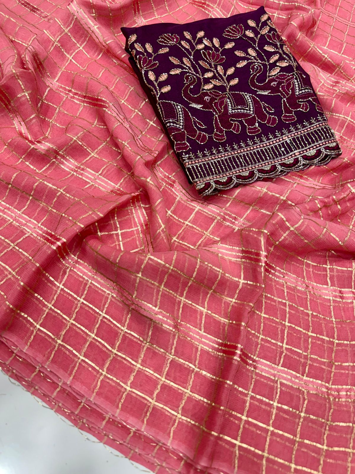 Viscose Georgette Saree With Multi Bits Work Blouse