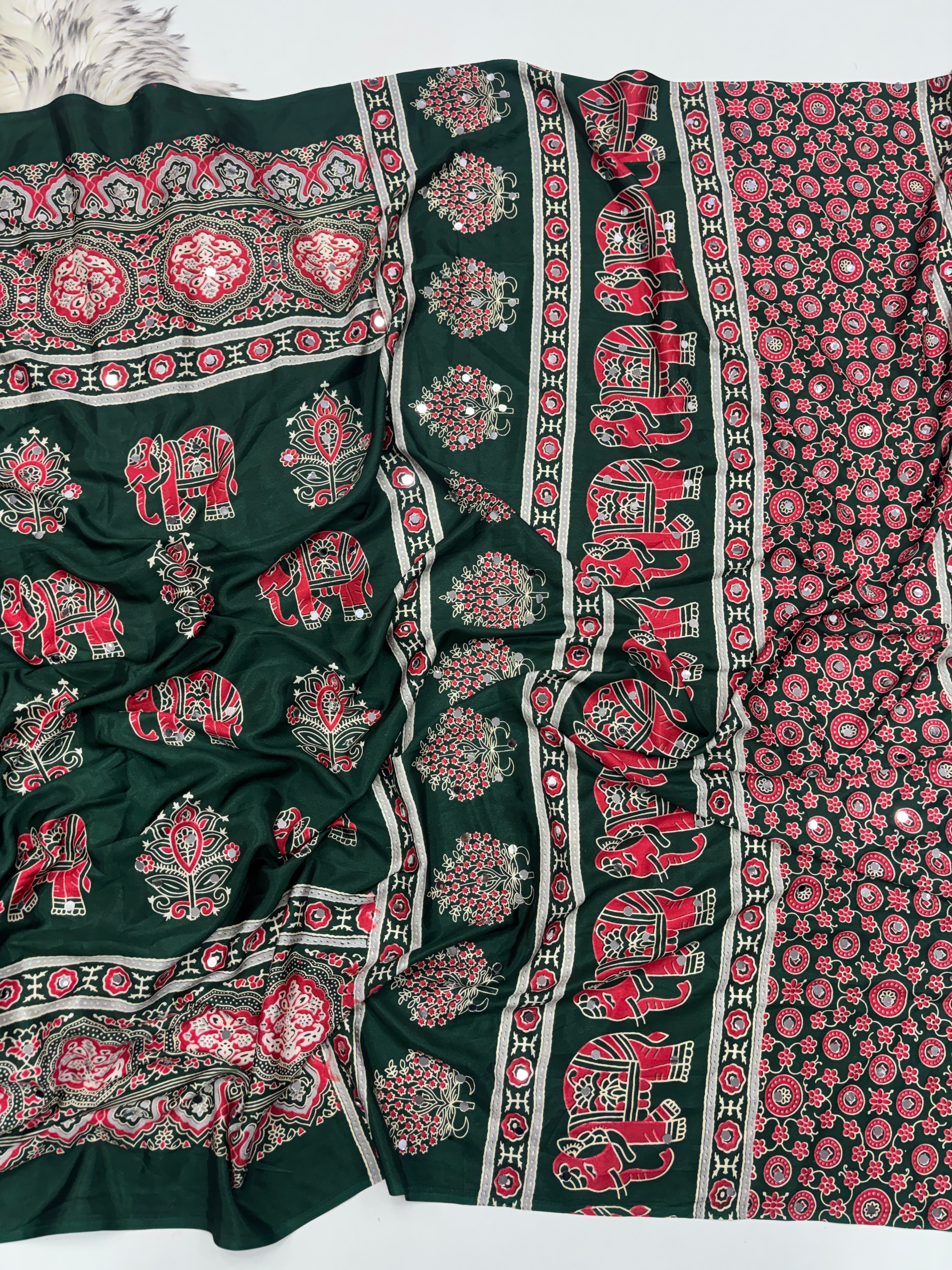 Ajrakh Mirror Work Sarees