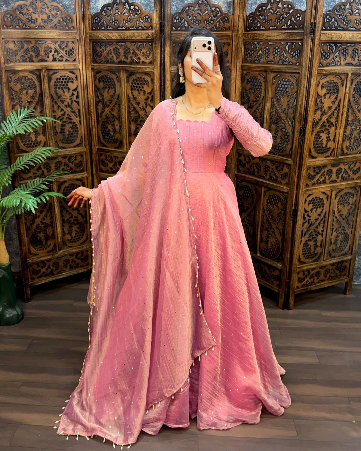 Premium South Salsa Silk Gown with Dupatta