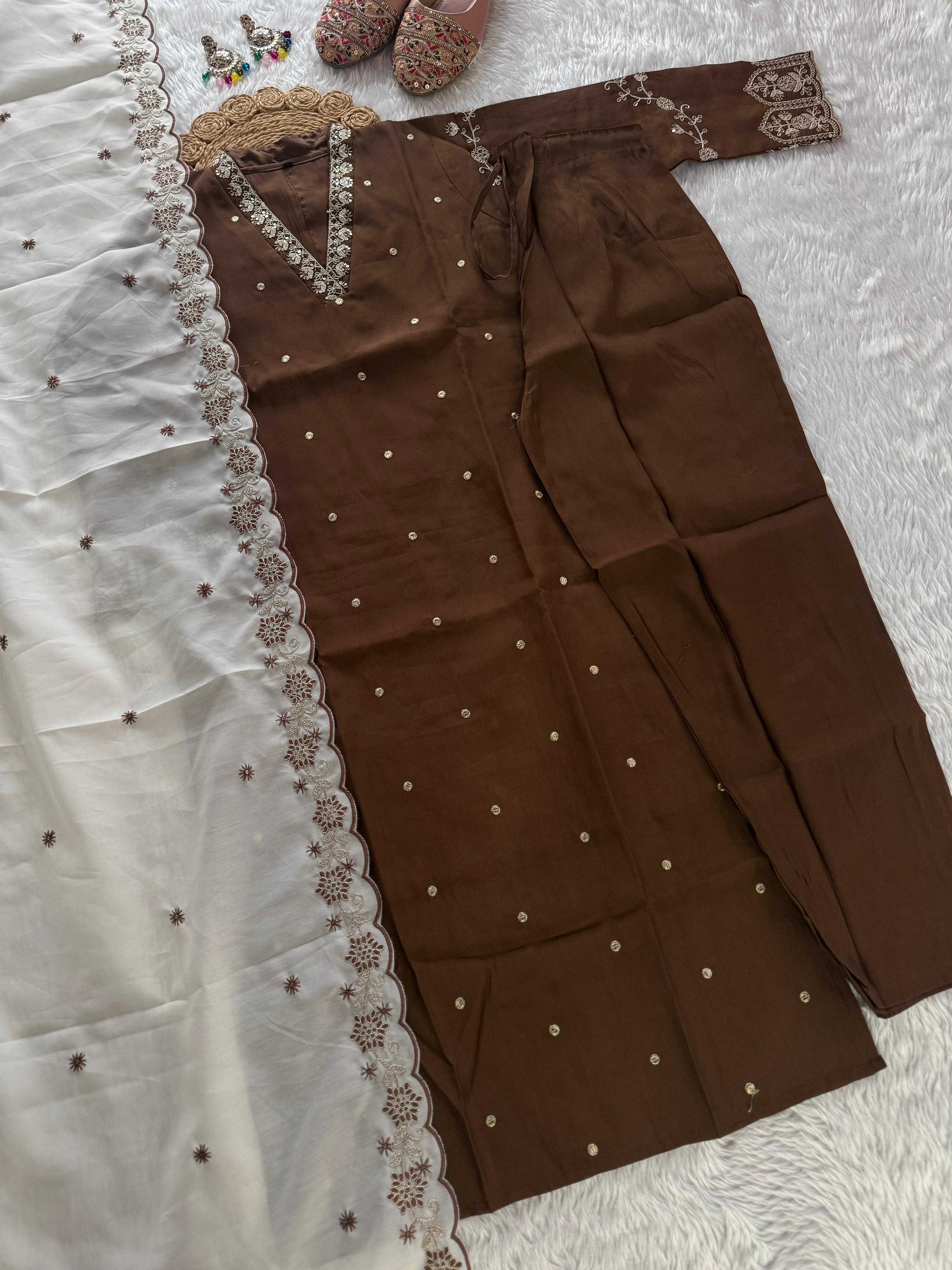 Partywear 3 piece kurti set