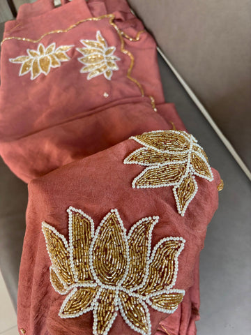 Soft Rangoli Crush Sarees with Handwork
