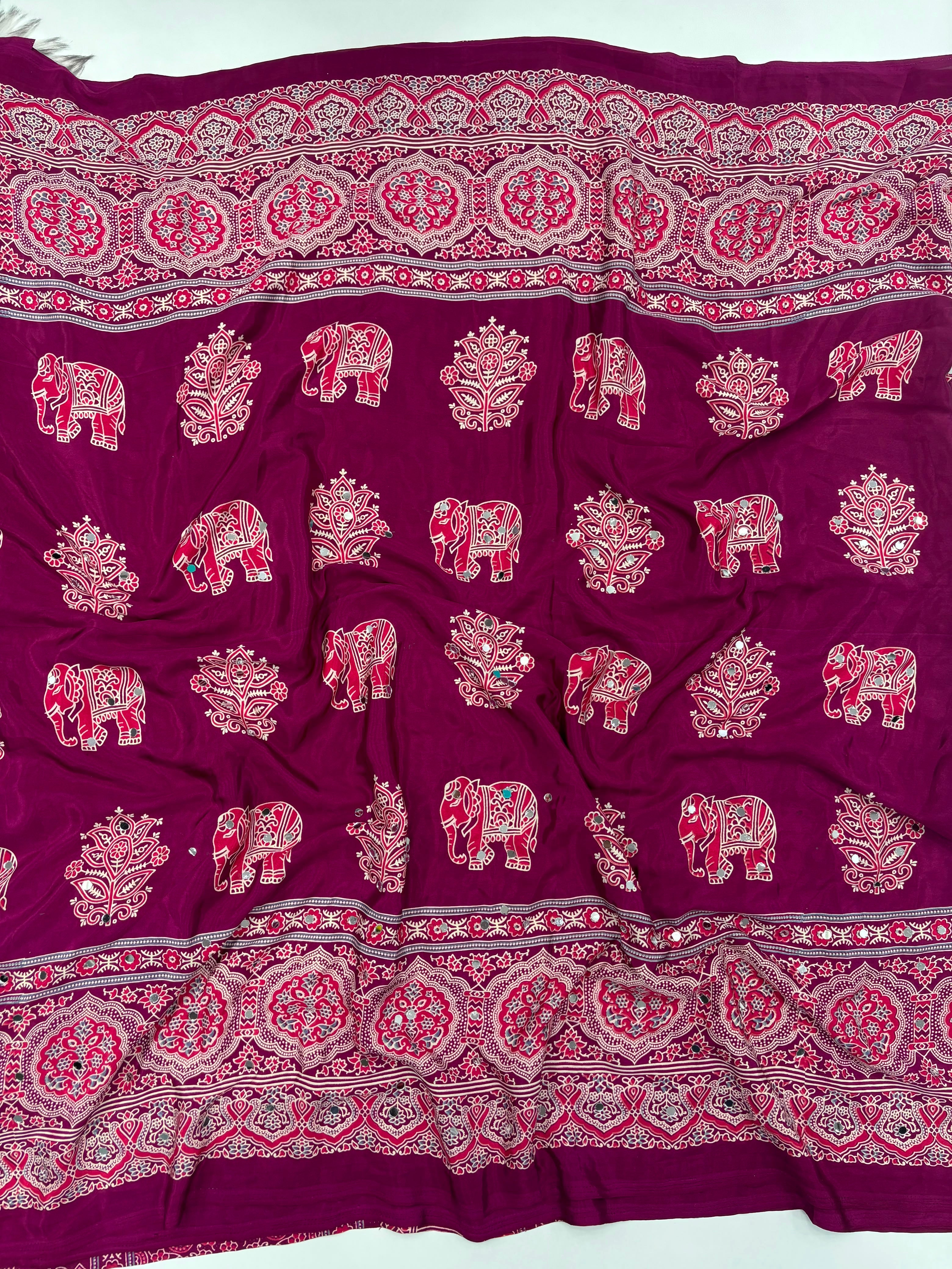 Ajrakh Mirror Work Sarees