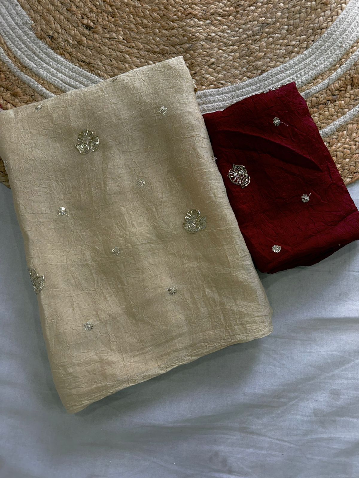 Rangoli Crush Sequence Bits Full Worked Saree With Running Blouse