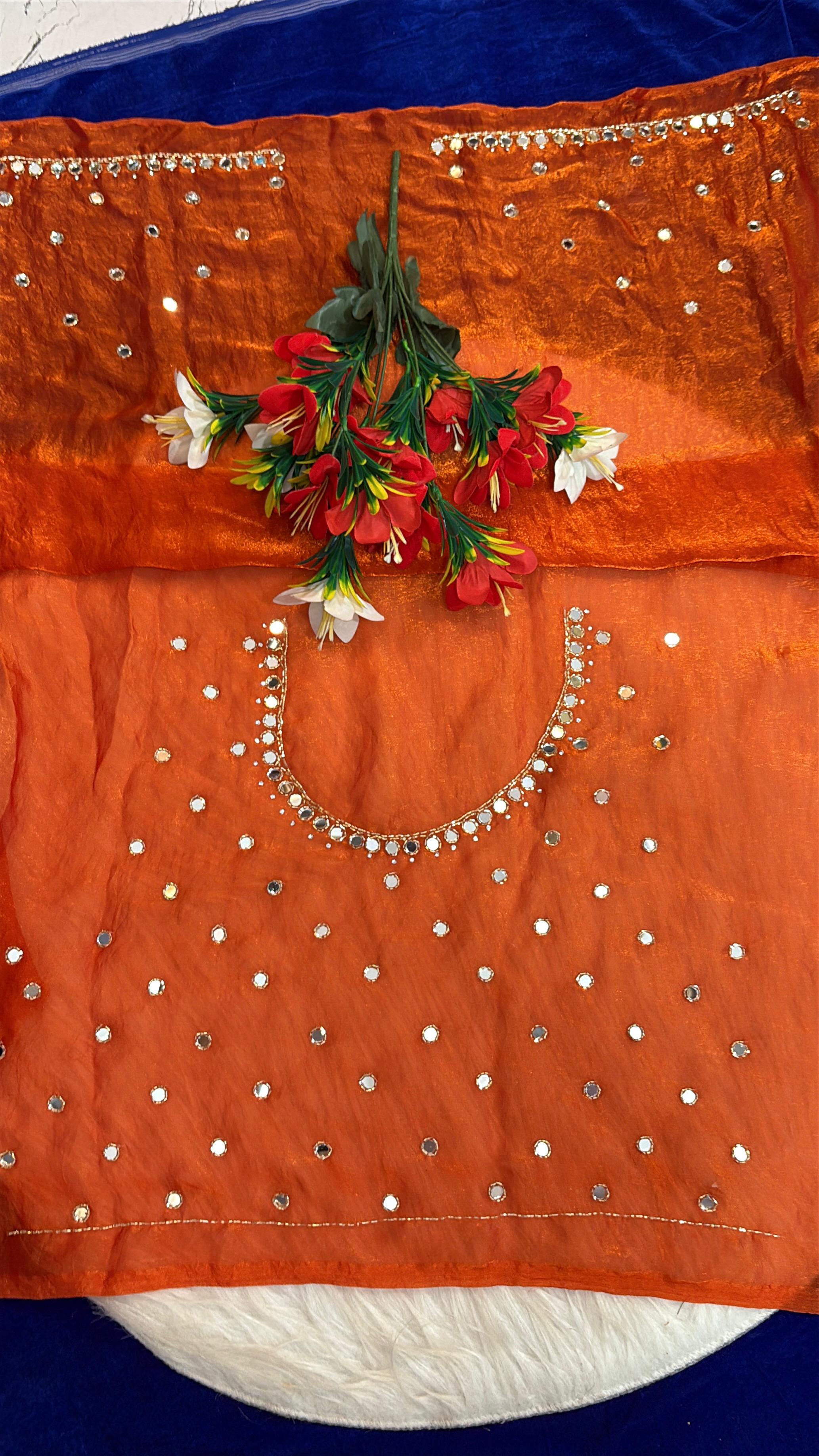 Cocktail mirror work sarees