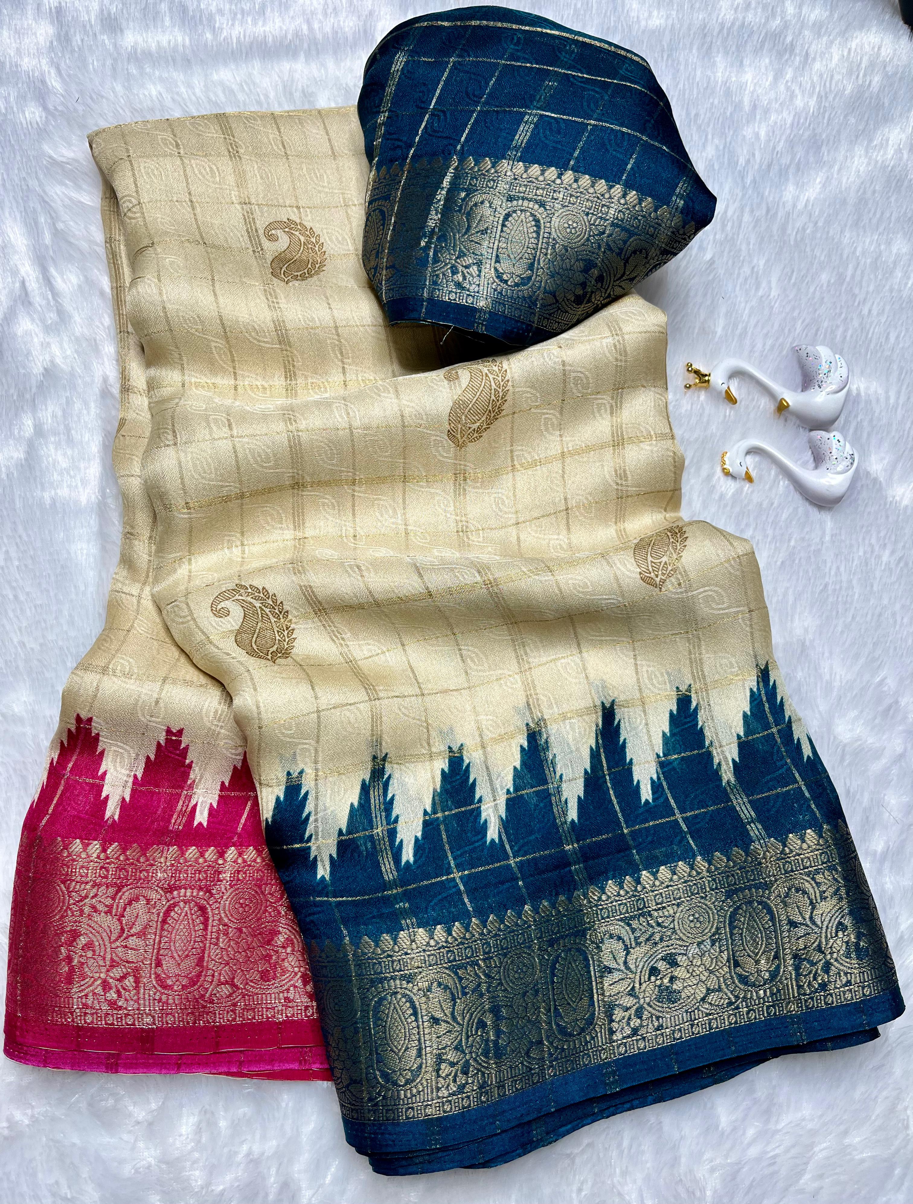 MASSMELLO WEAVING JARI CHEX SAREES