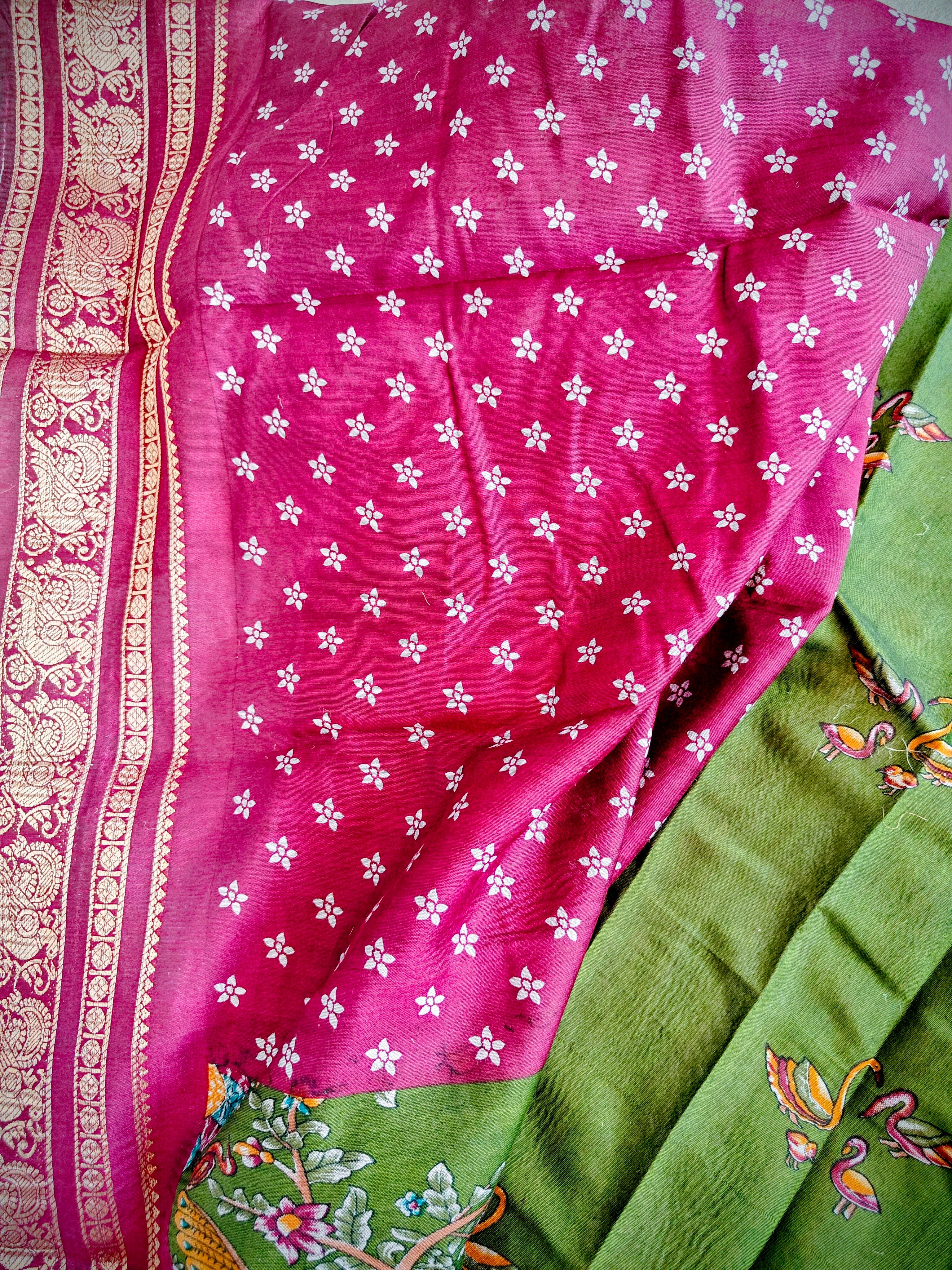 Pure Viscose Silk Saree with Kalamkari Design