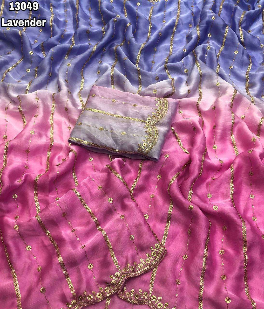 Chiffon Shaded Embroidery Work Saree