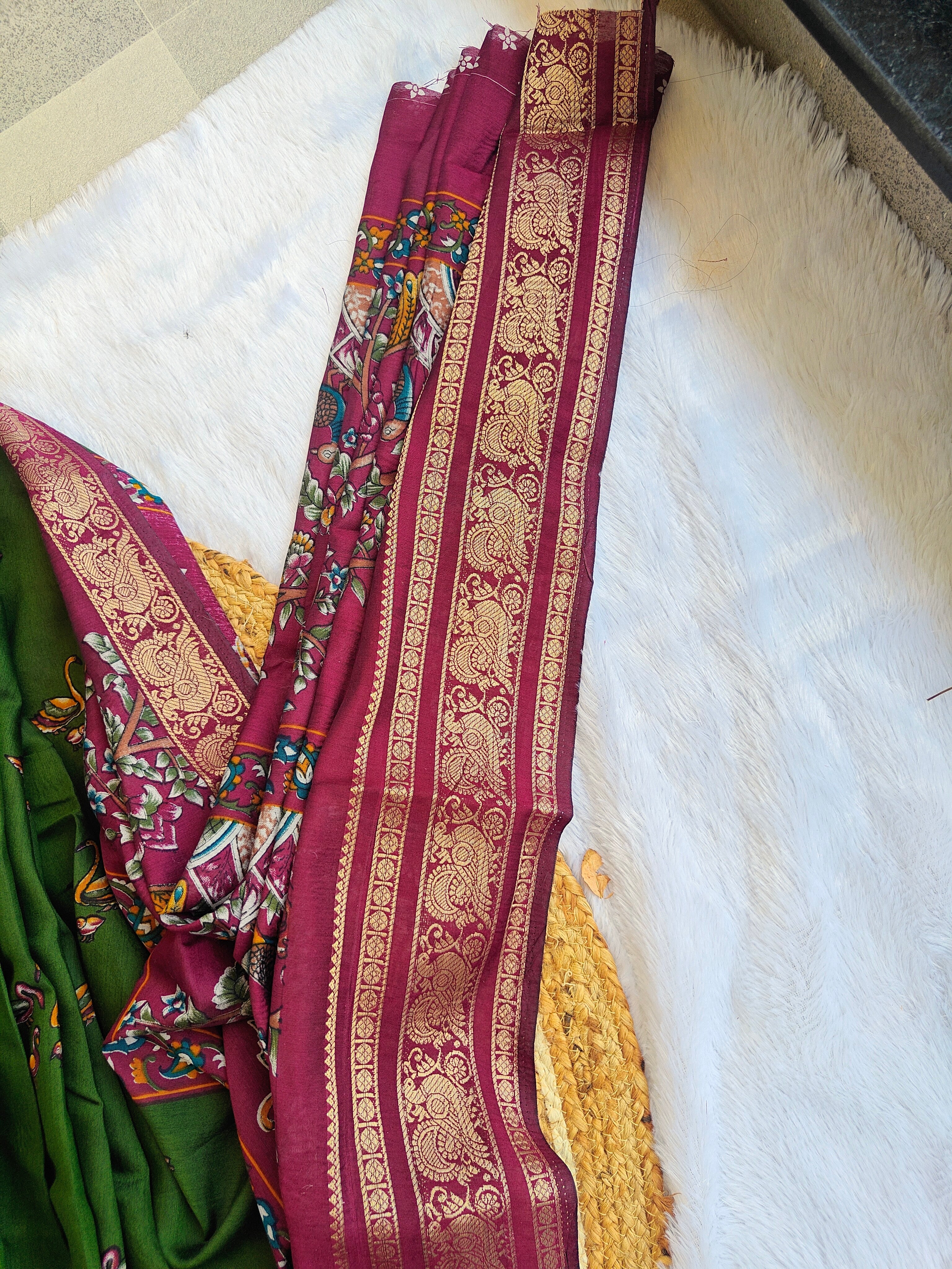 Pure Viscose Silk Saree with Kalamkari Design