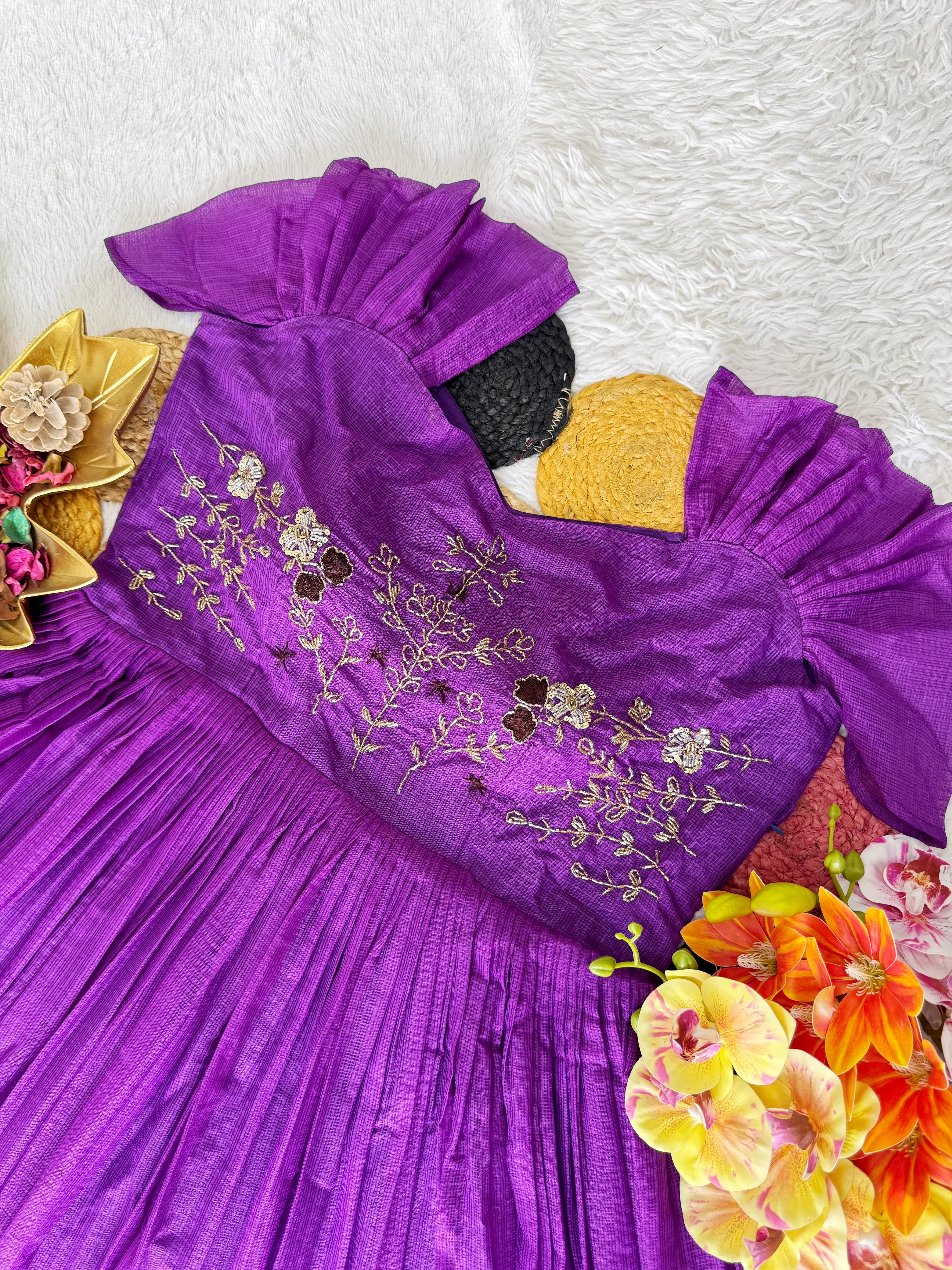 Easy Breath Special Maggam Work Kota Checks Gown