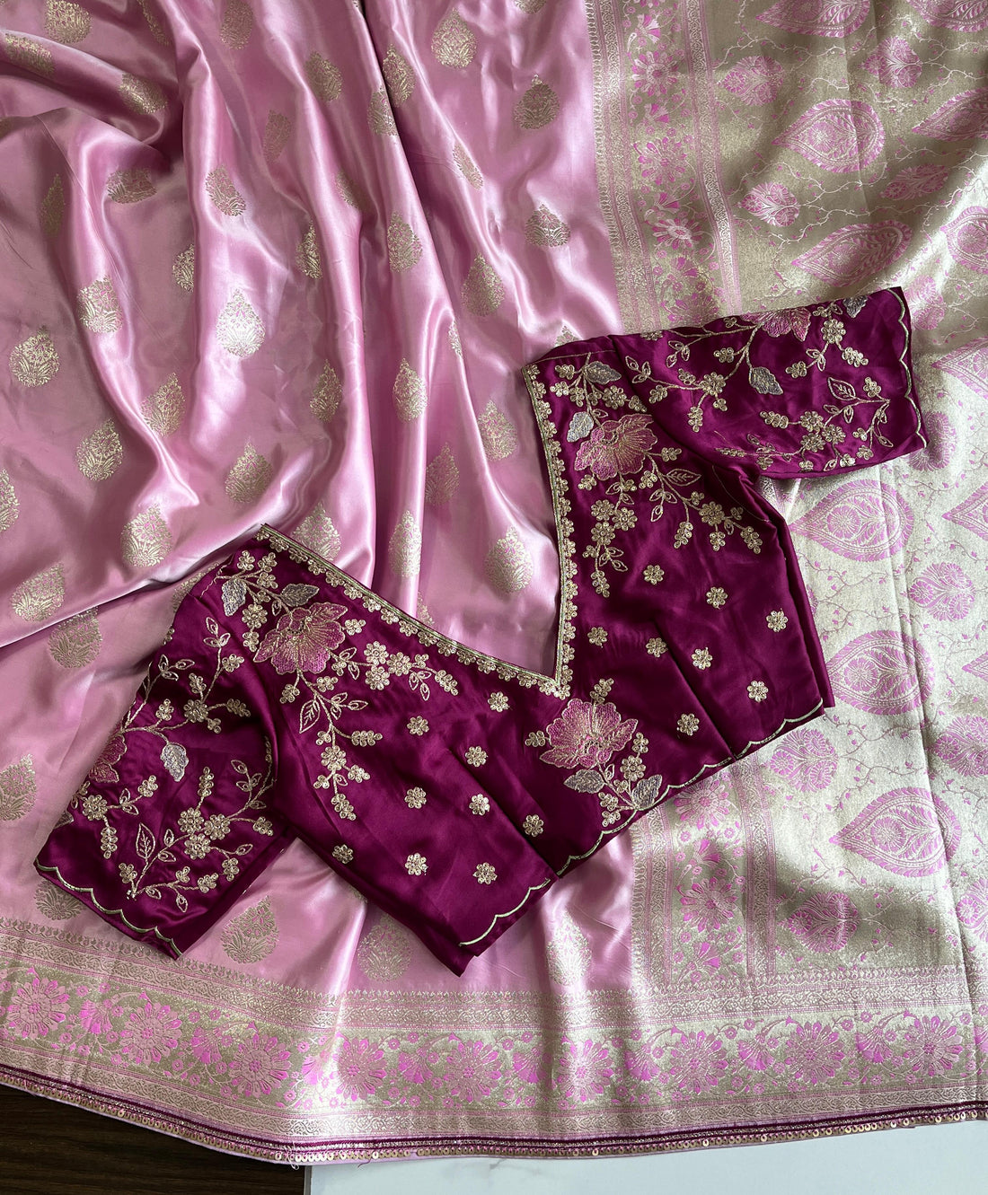 Premium Banarasi Pattu Saree with Designer Fully Stitched Blouse