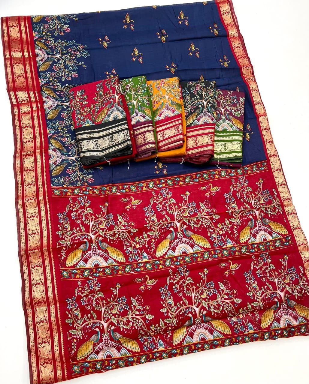 Pure Viscose Silk Saree with Kalamkari Design