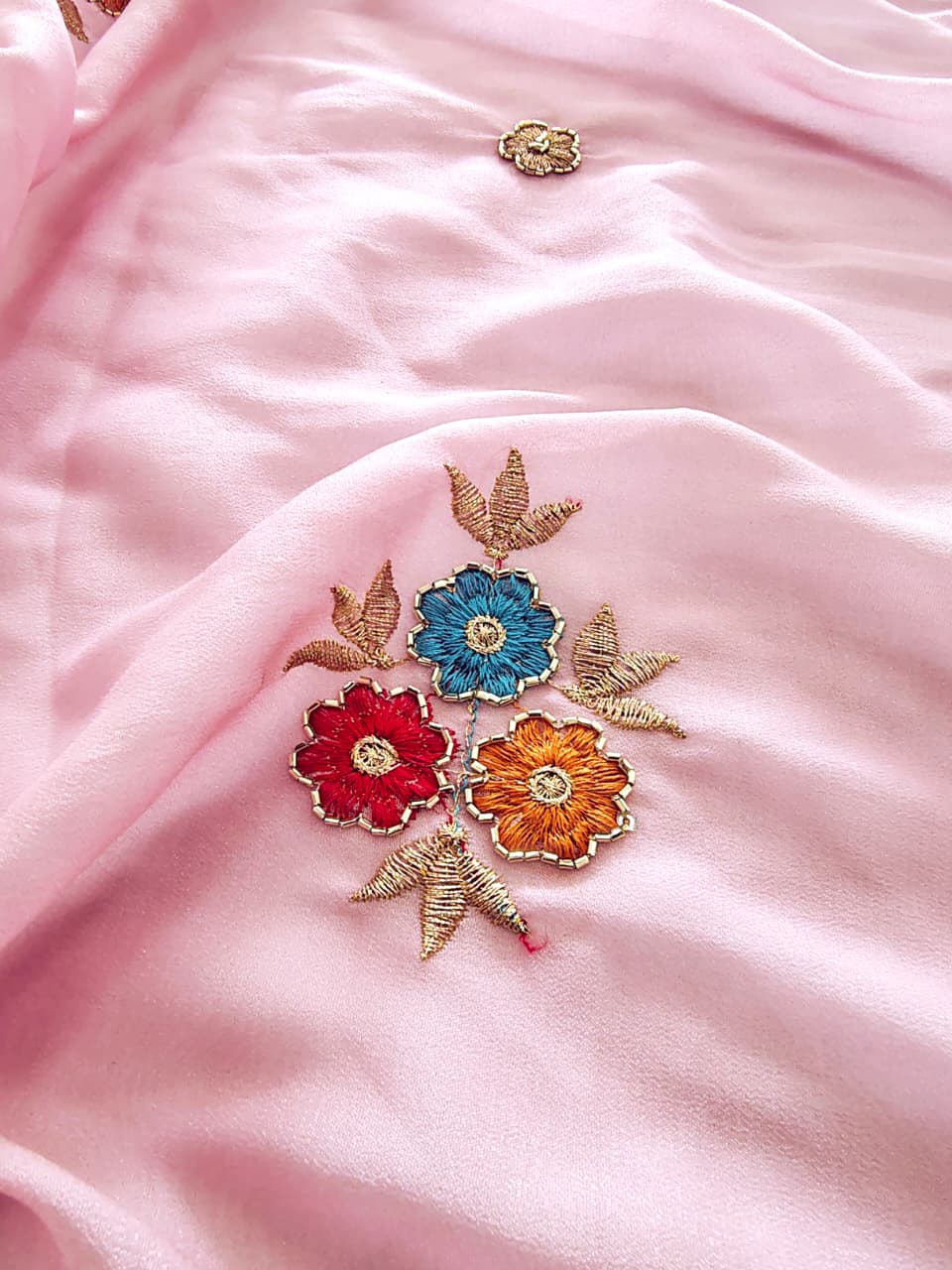 Star Georgette Sarees with Embroidery Khatli Work