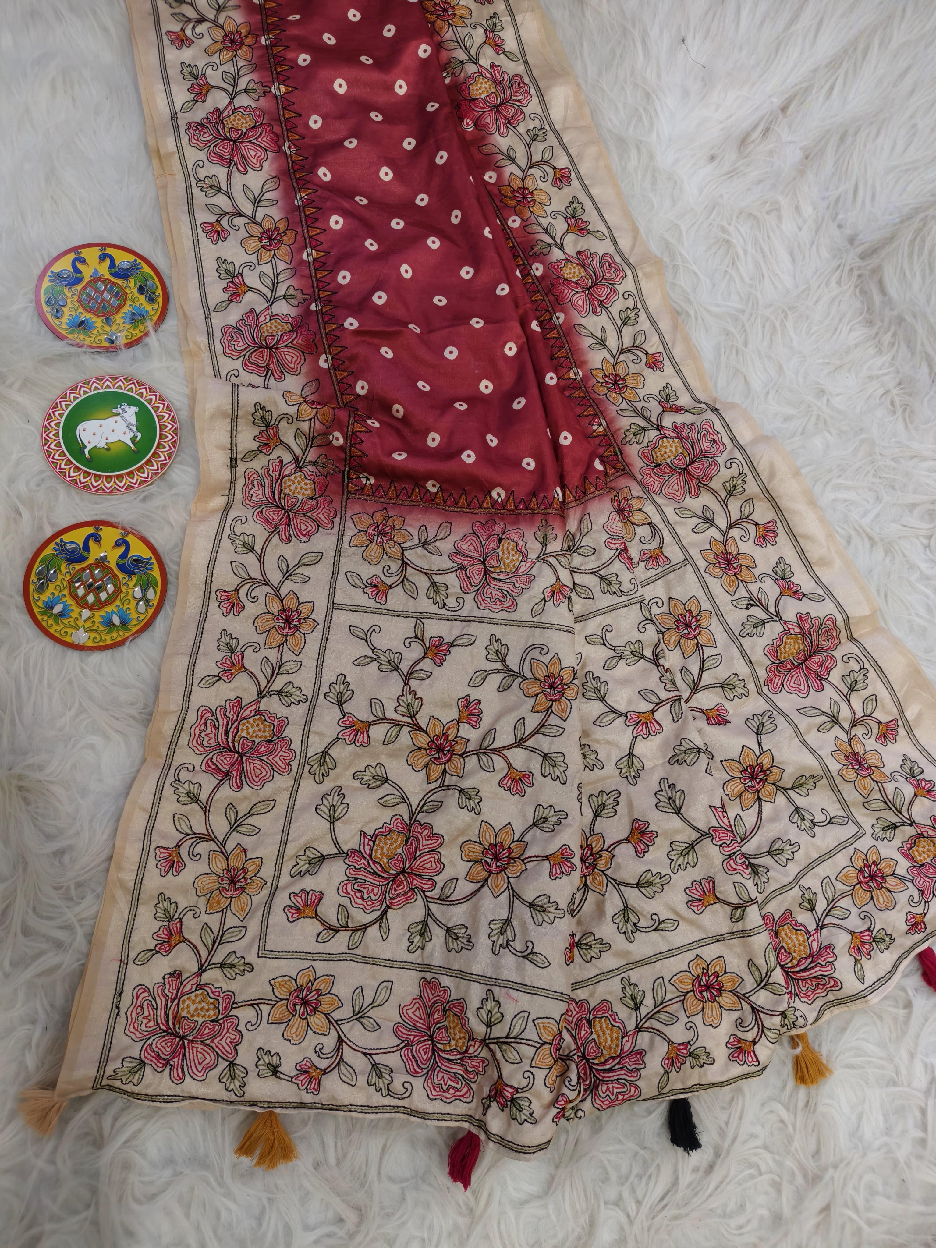 Pure tussar Bandhini saree