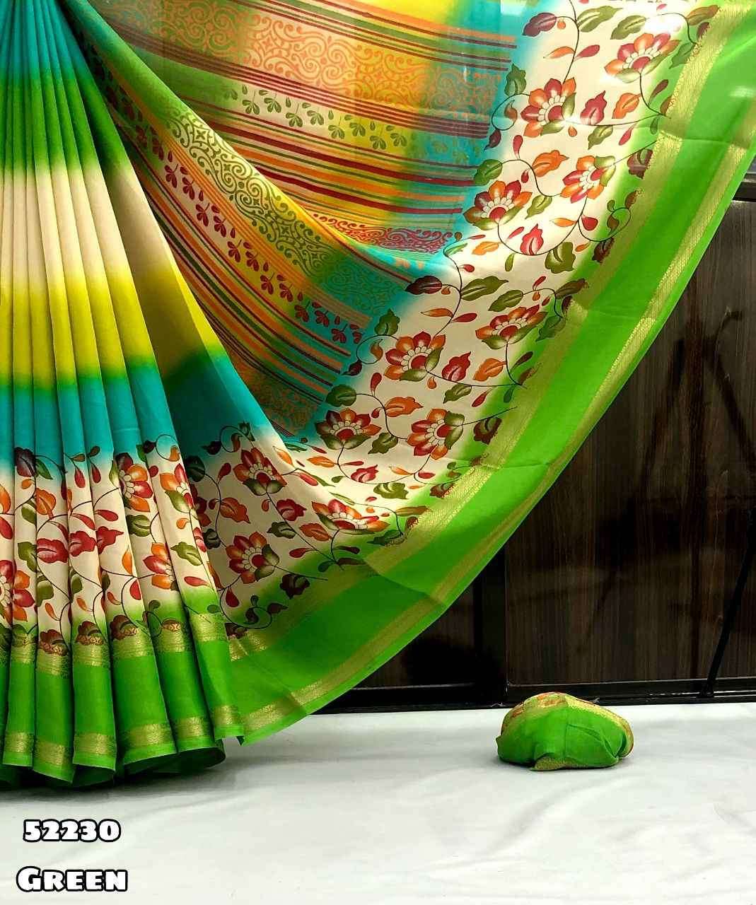 Chiffon shaded saree with floral print