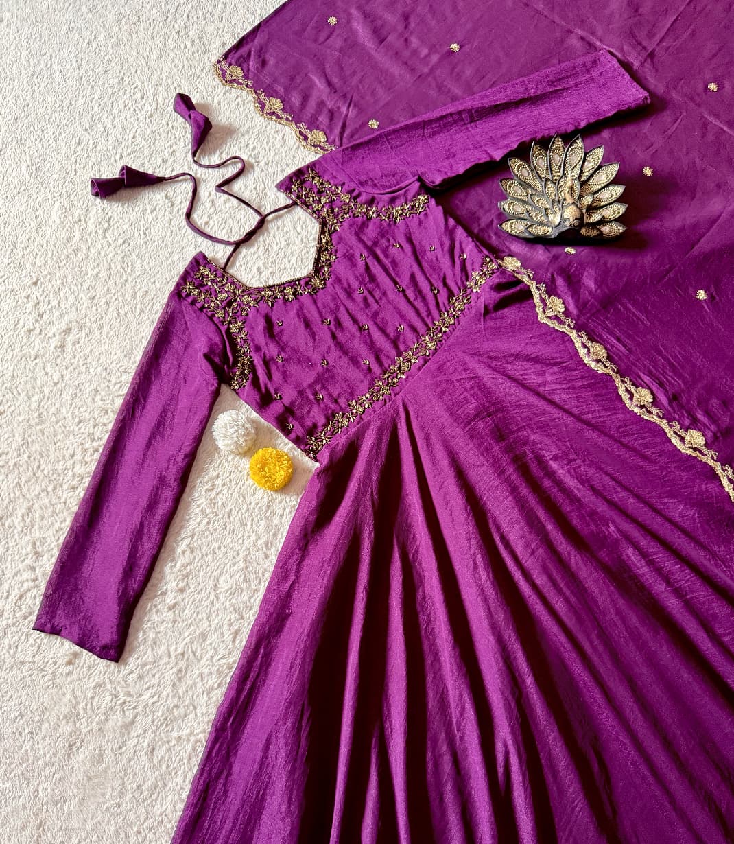 Designer Maggam Hand Work Gowns With Duppata