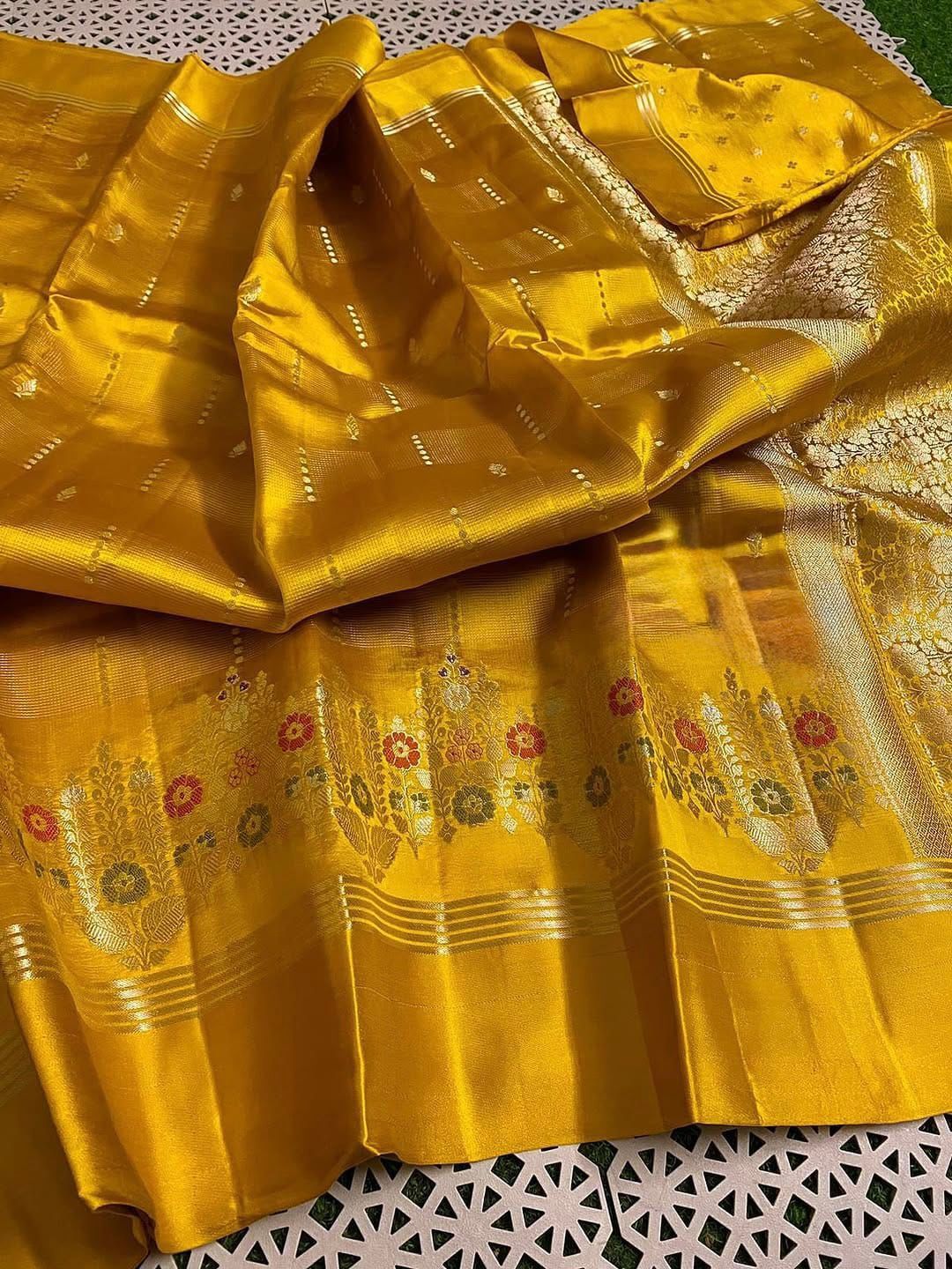 Soft Banarasi Raw Mango Silk Sarees