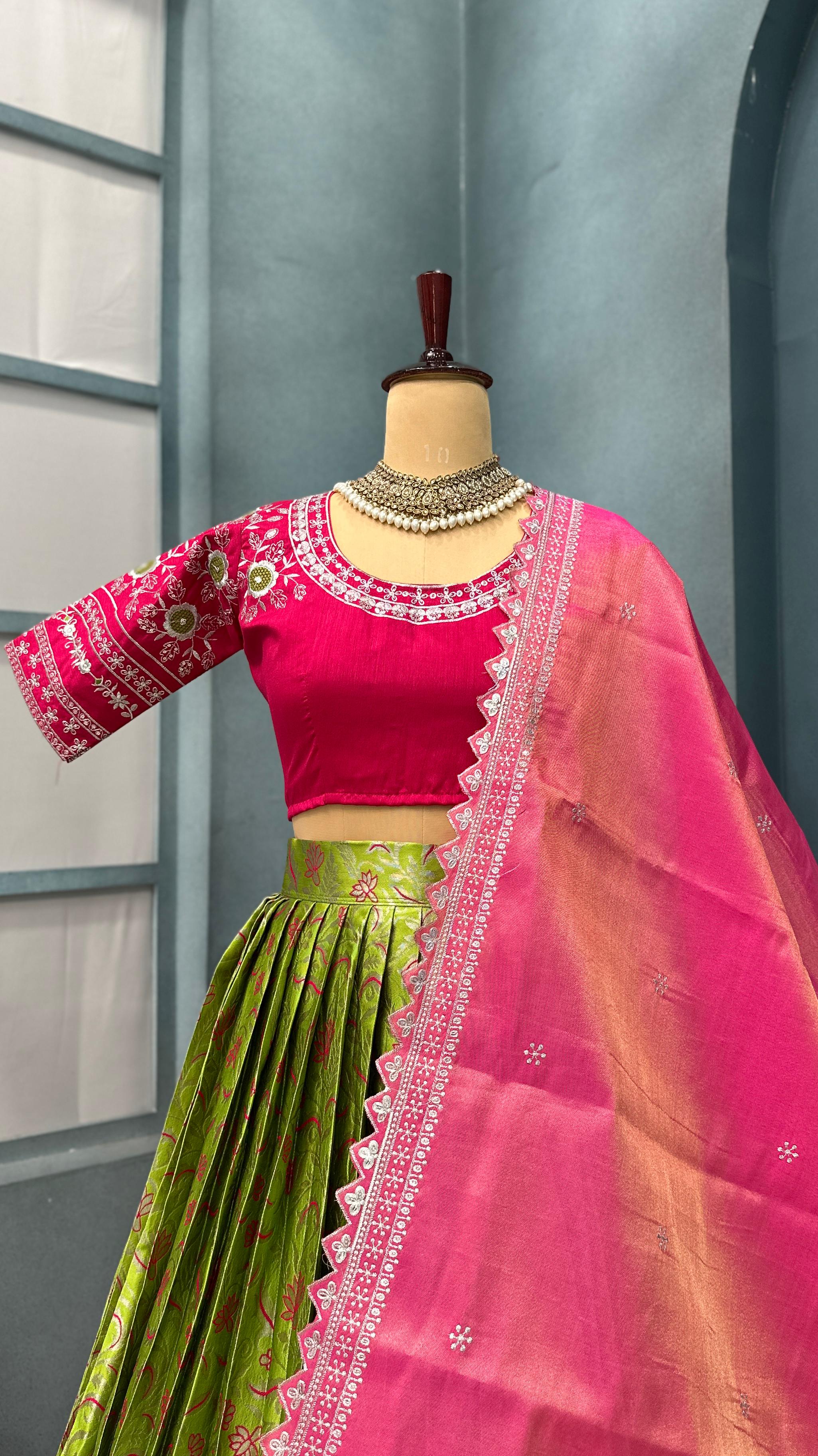 Full Stitched Kanjivaram silk With big jequard Border attached with Canvas
