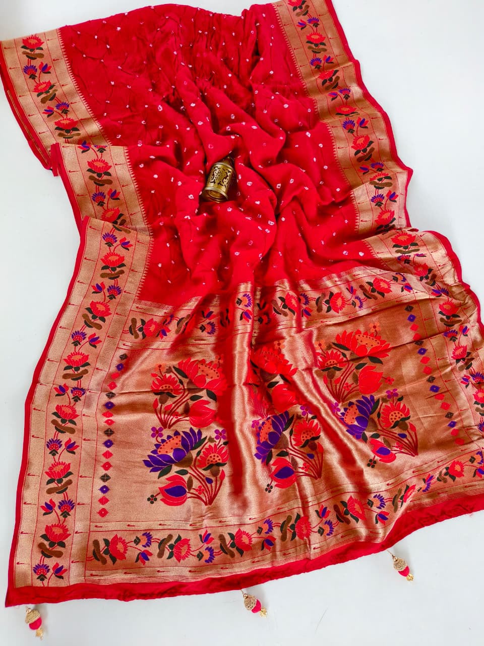 Pure Viscose Bandhini Sarees