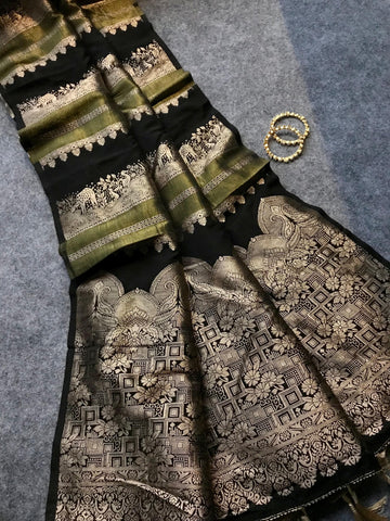Premium Soft Banarasi Crepe Tissue Silk Sarees
