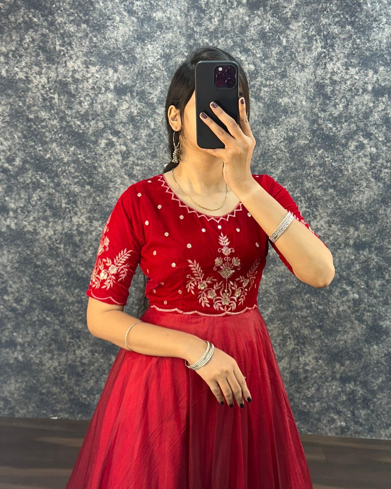 Designer Anarkali Gown & Duppata with Embroidery Work